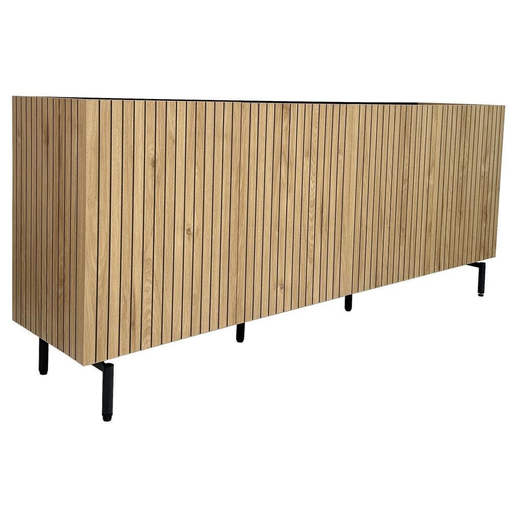 Xora Sideboard Lino Schwarz Eiche Metall Holzwerkstoff 4 Fächer
