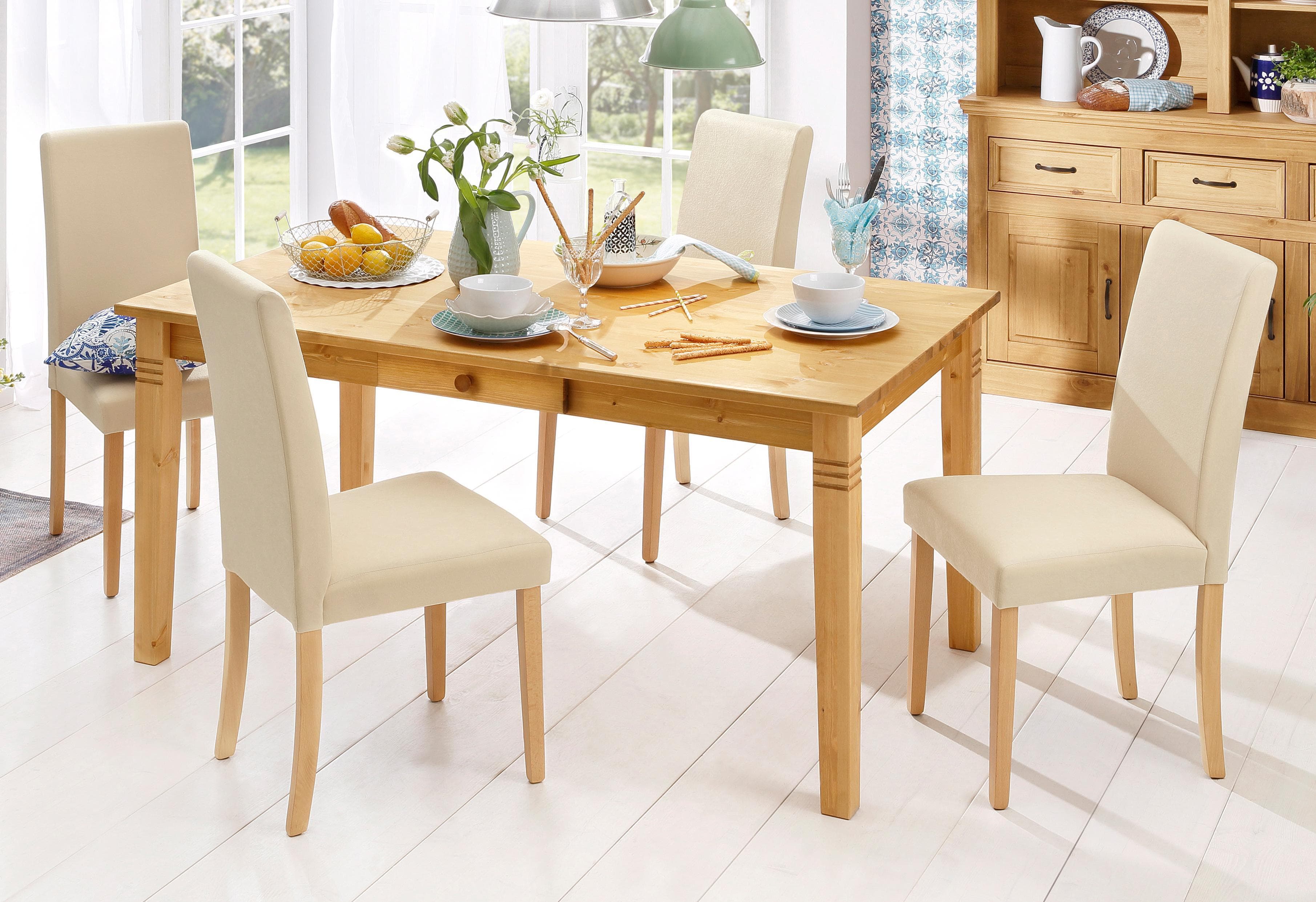 Esstisch OTTO HOME Danuta Beige Massivholz mit Schublade