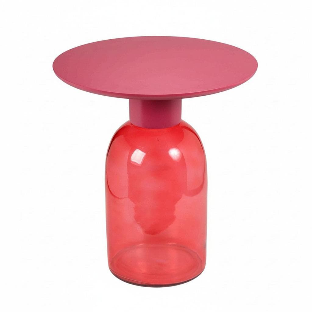 Mid.you Beistelltisch Pink Mangoholz Glas
