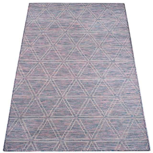 Carpet City Outdoorteppich PALM 3073 Blau/Rosa Geometrisch