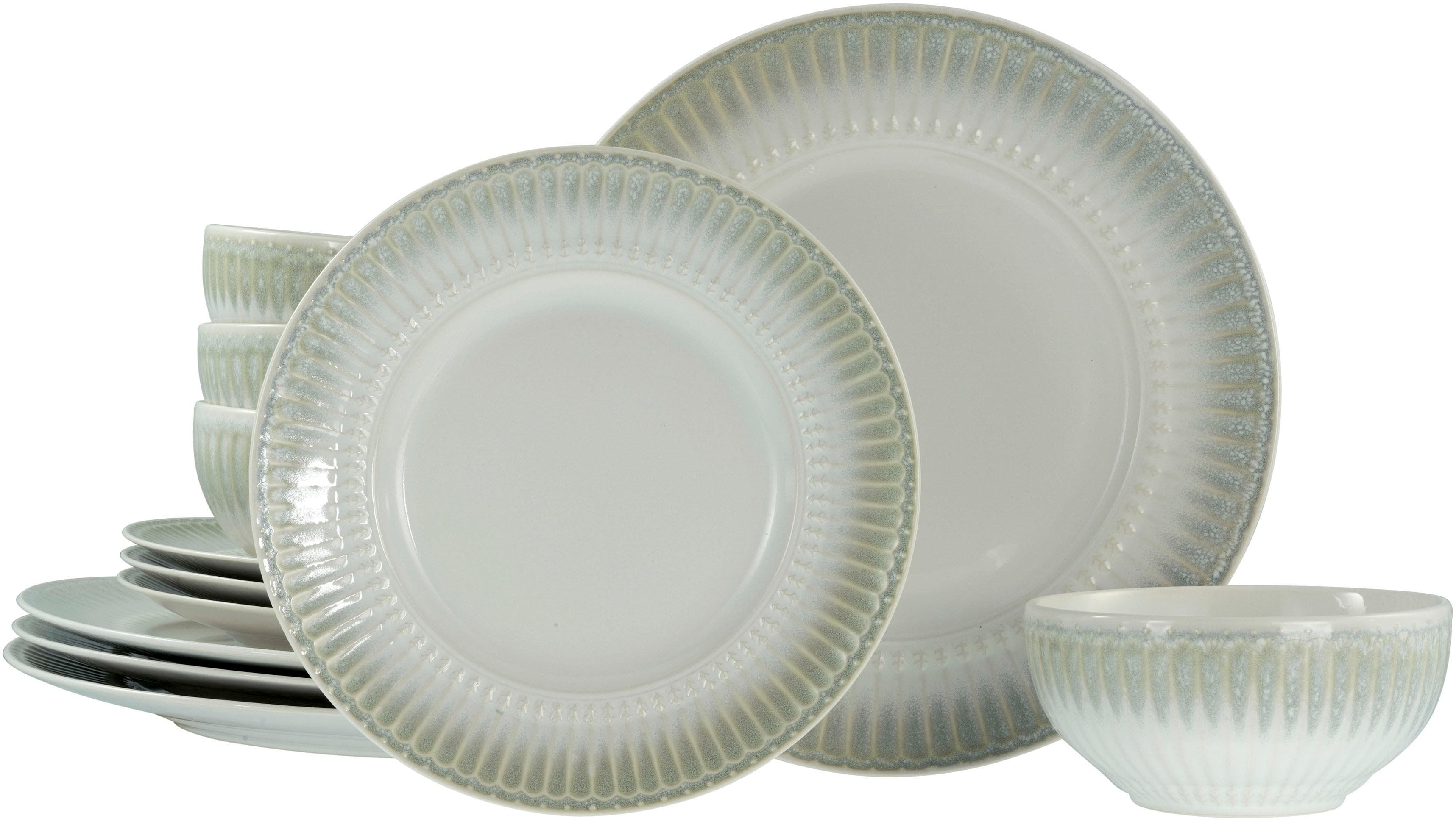 Elegantes Steinzeug-Geschirr-Set in Beige