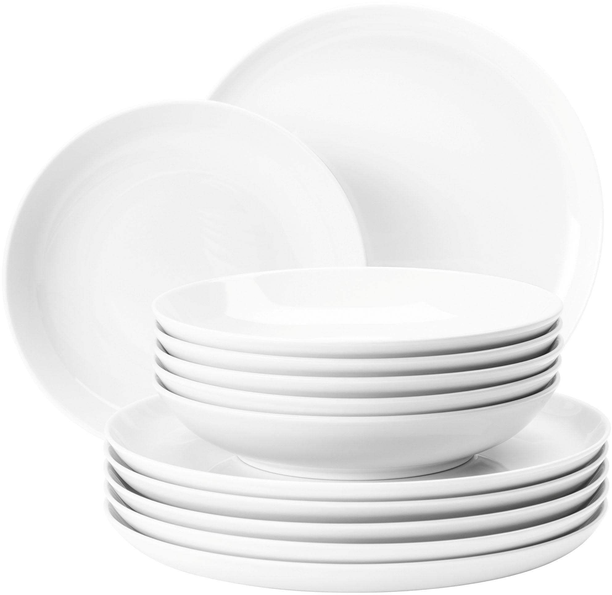 Tafelservice SELTMANN WEIDEN Teller-Set Lido 12 Teile Weiß Porzellan