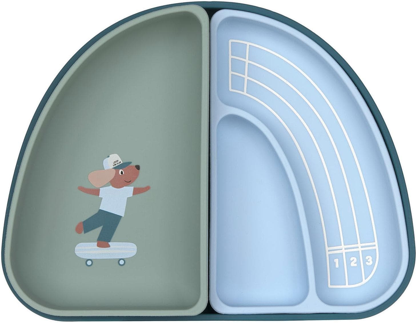 Kindergeschirr-Set LÄSSIG Tiny Team Dog Silikon 3-tlg. Grün