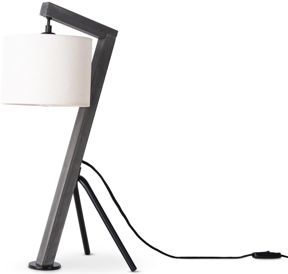 PACO HOME Tischleuchte GALLOW Schwarz Holz Vintage