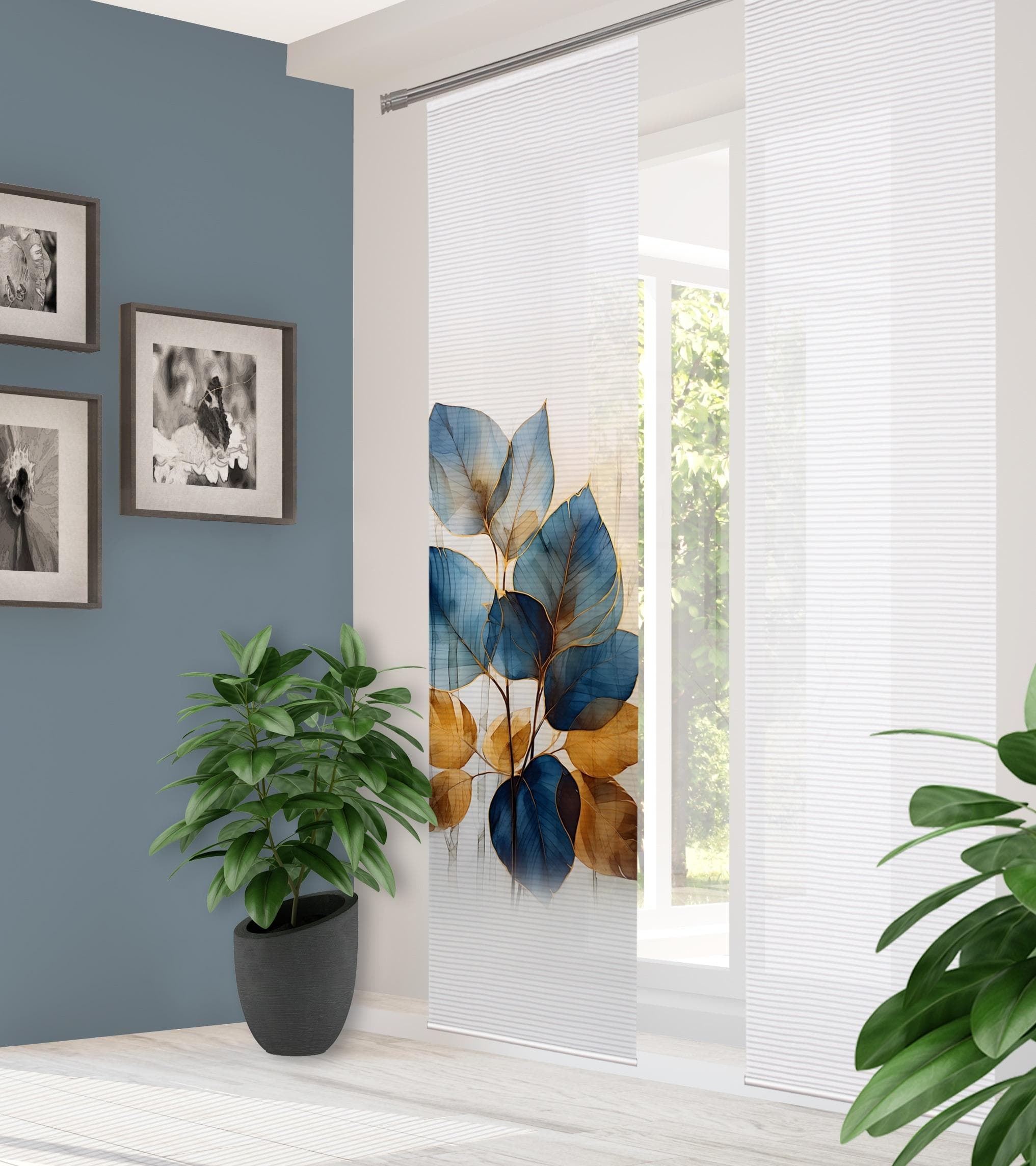 Schiebegardine HOME IN GREEN THALIN Blau Bambusoptik