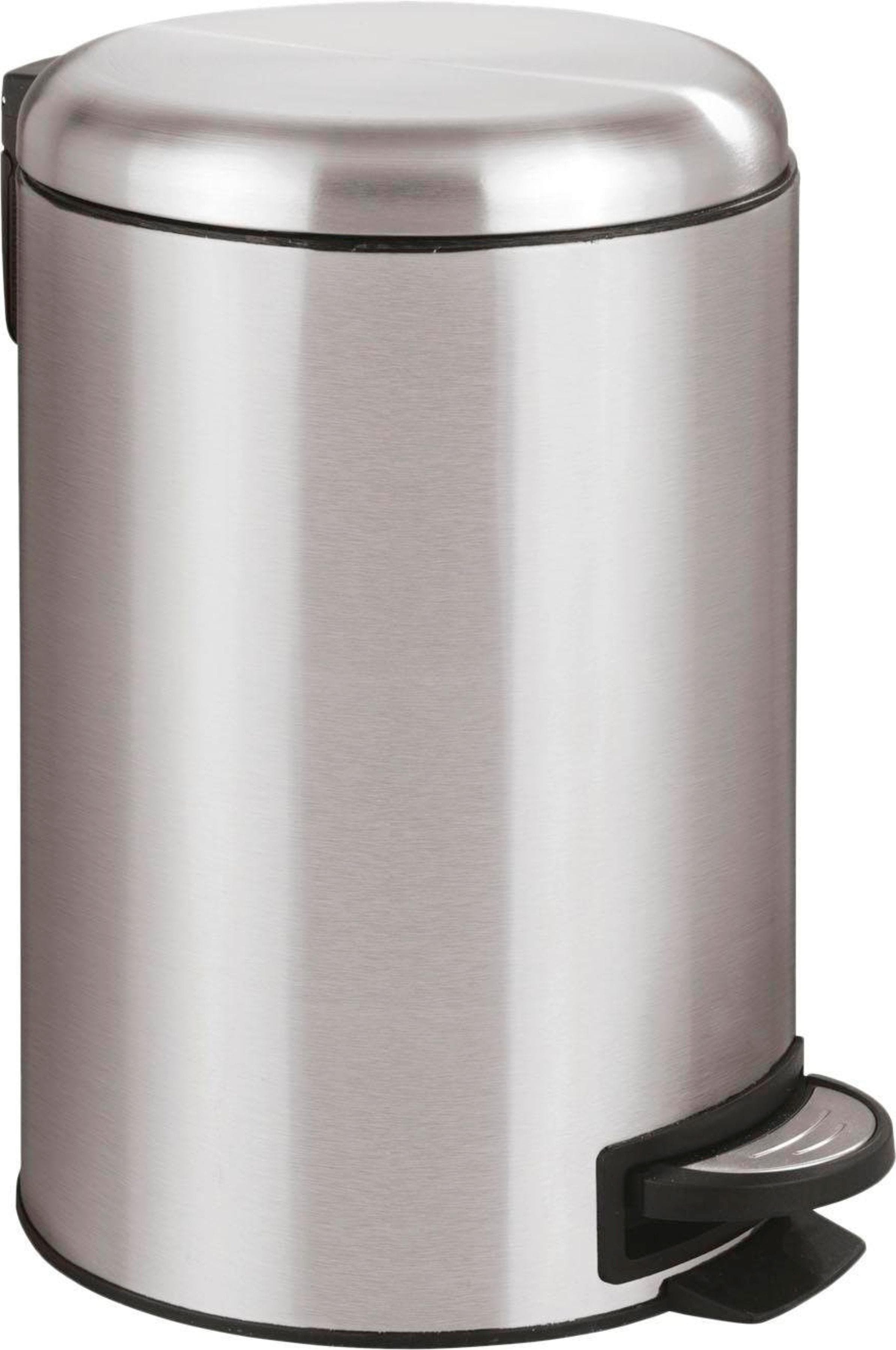 WENKO Leman Mülleimer Silber mit Tretmechanismus