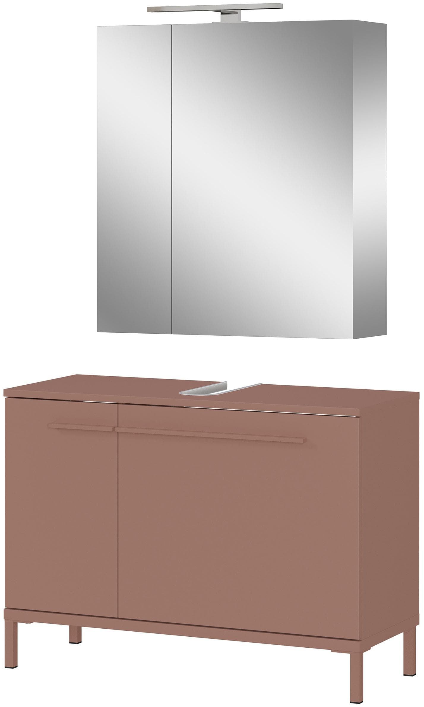 Badmöbel-Set Germania Laurino Toffee mit LED-Spiegelschrank