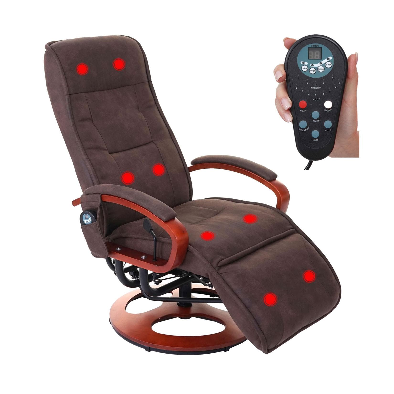 Relaxliege Terni II, Relaxsessel Massagesessel, Wildlederimitat braun