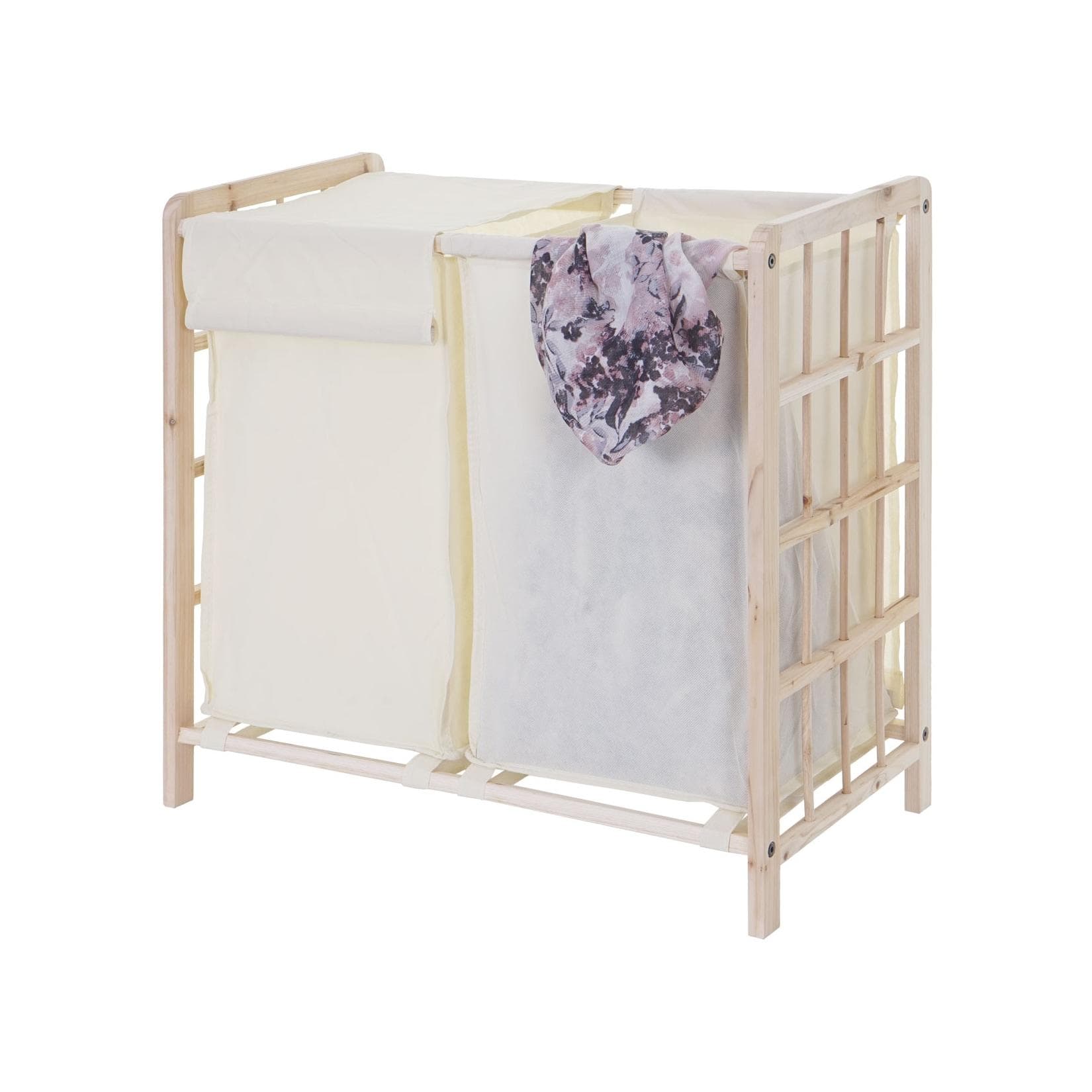 Wäschesammler MCW-B60 - Massivholz Wäschekorb 60x60x33cm