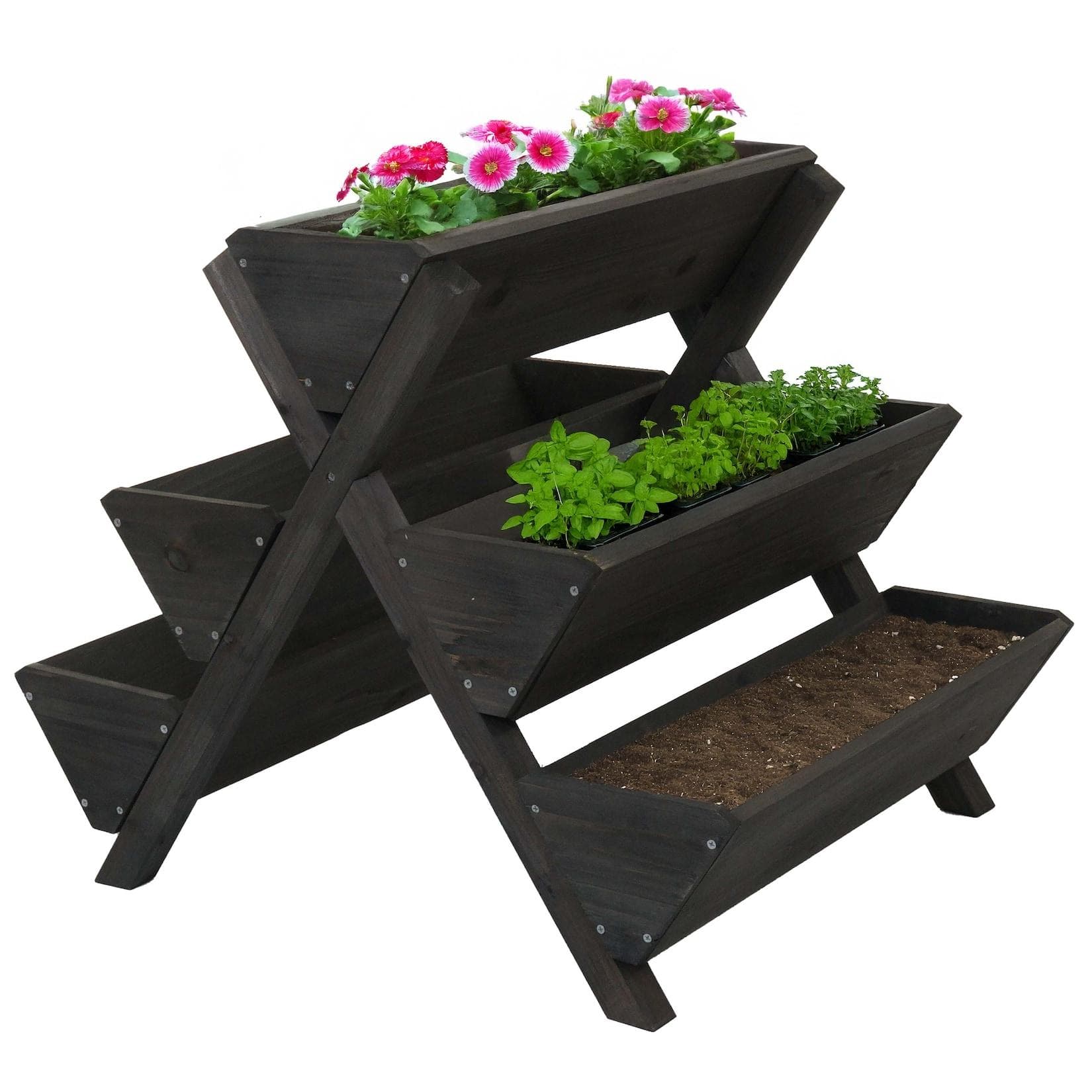 MCW Pflanztreppe 5 Kästen Outdoor Holz Anthrazit