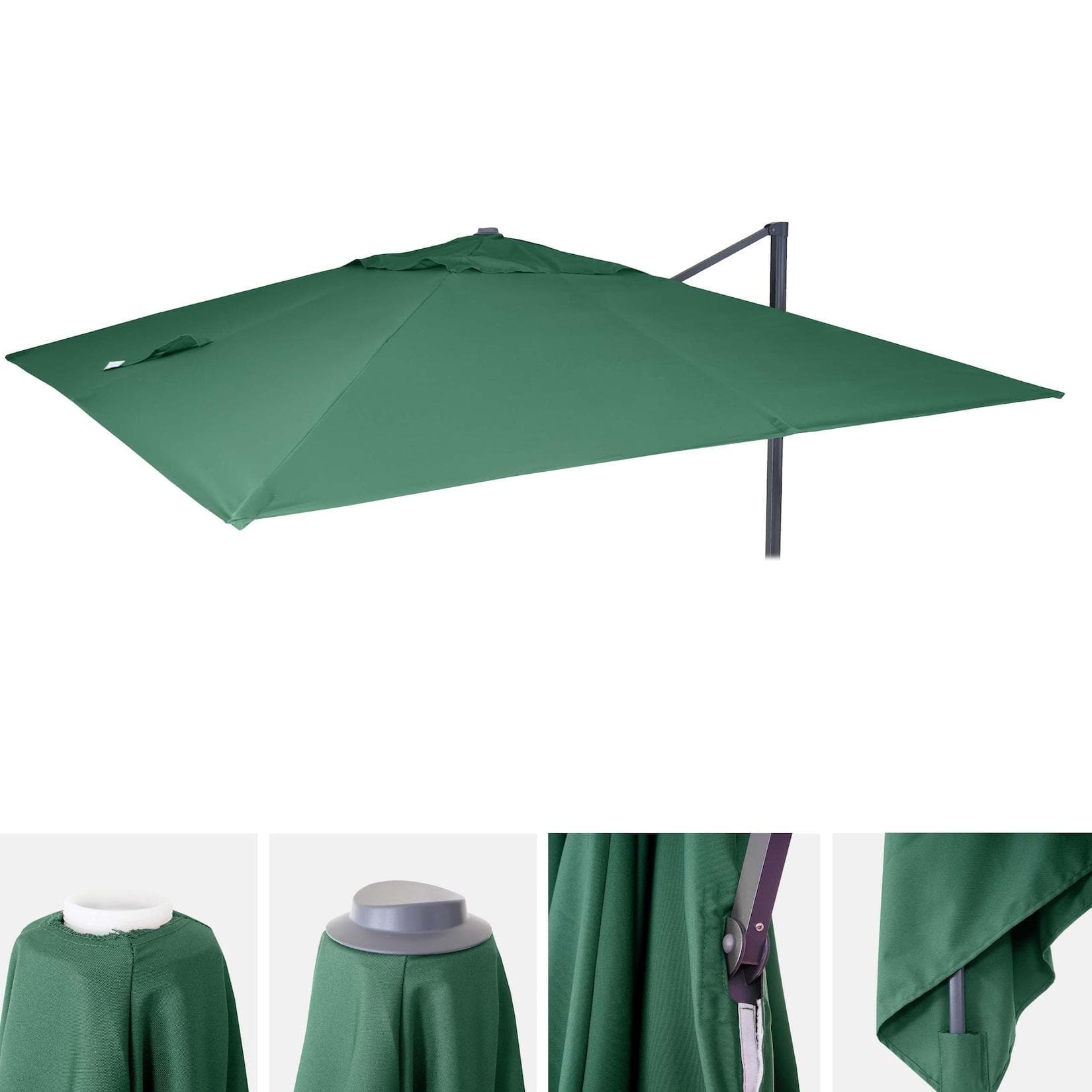 Ersatz-Bezug für Luxus-Ampelschirm MCW-A96, 3x3m, Polyester, dunkelgrün