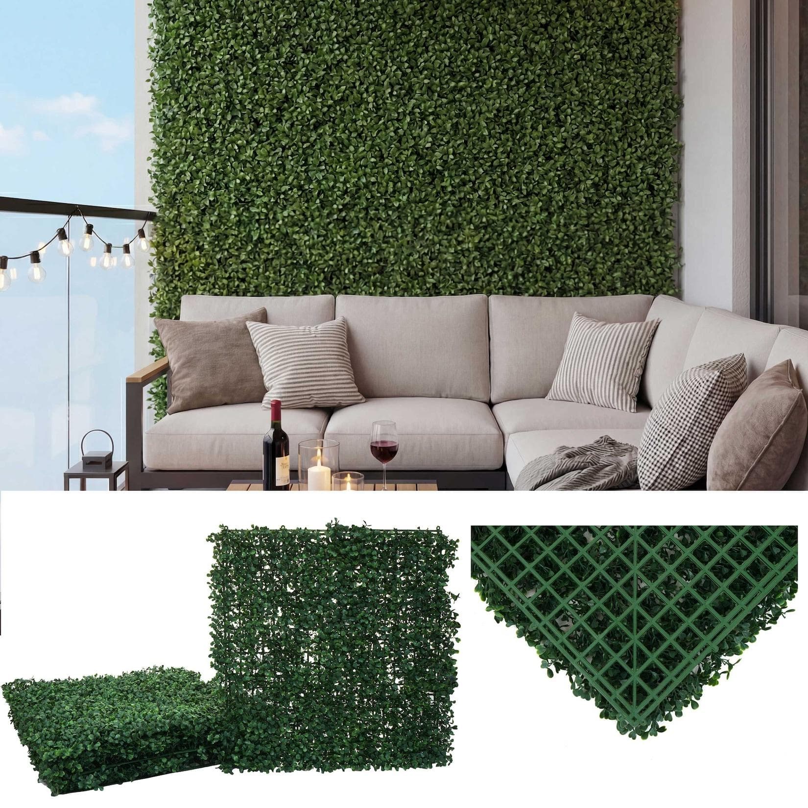 MCW-L78 Wandfliese Sichtschutz Windschutz Buchsgrün 1m²