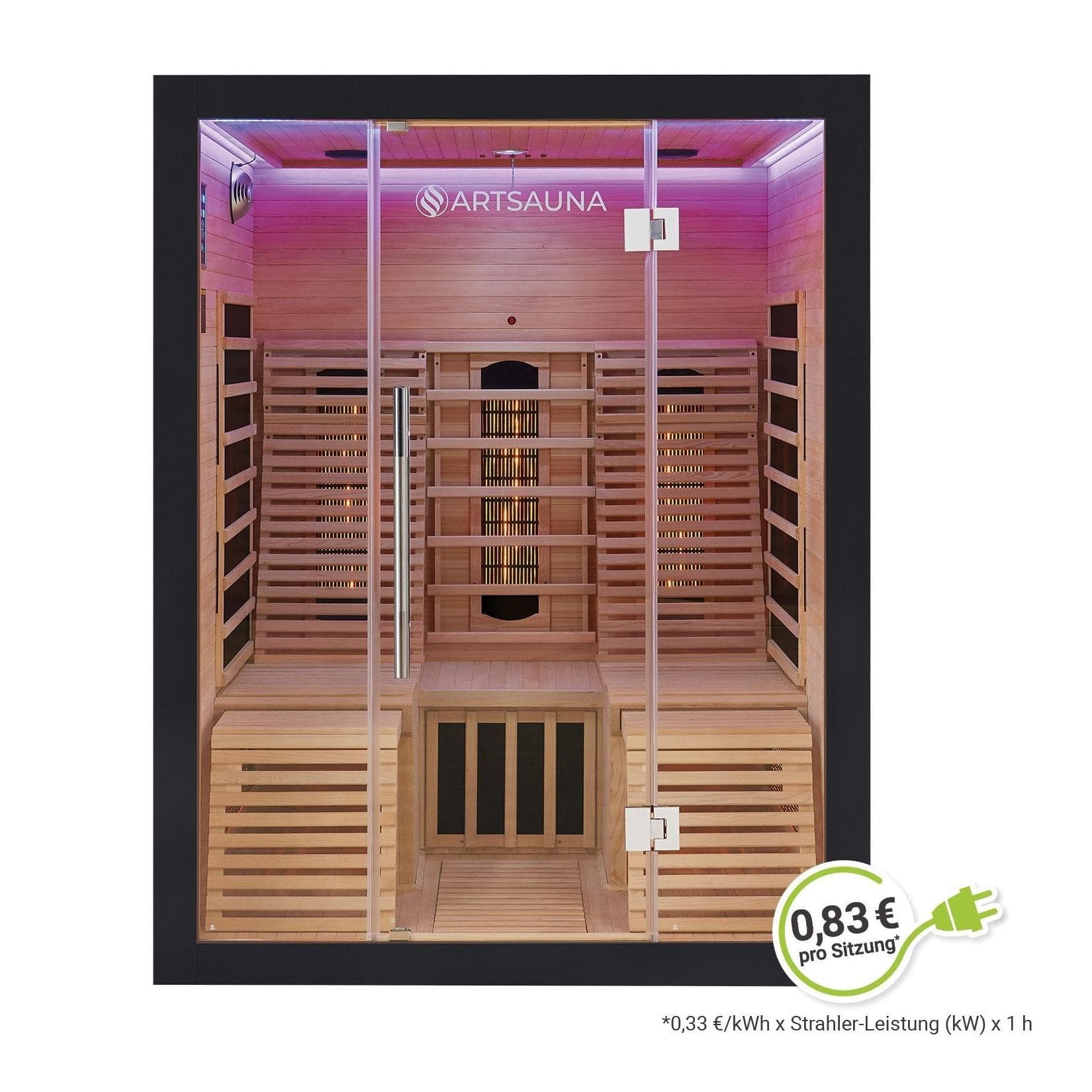 Artsauna Infrarotkabine Helsinki 150 Schwarz Dual Technologie LED