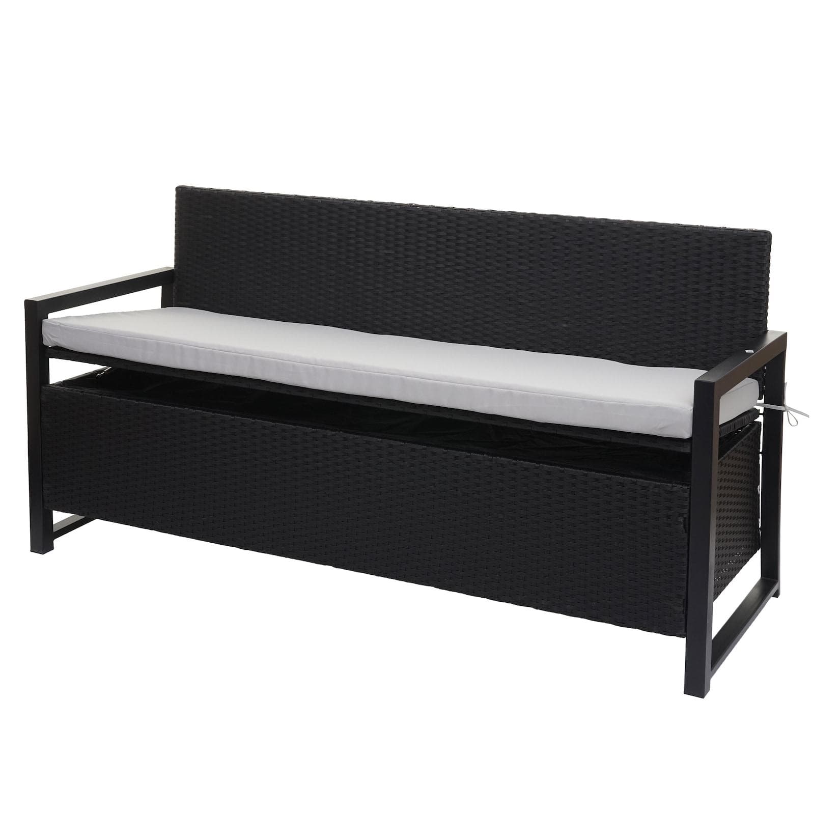 MCW Sitzbank MCW-F39 Poly-Rattan 3er Gartenbank mit Staufach Anthrazit Grau