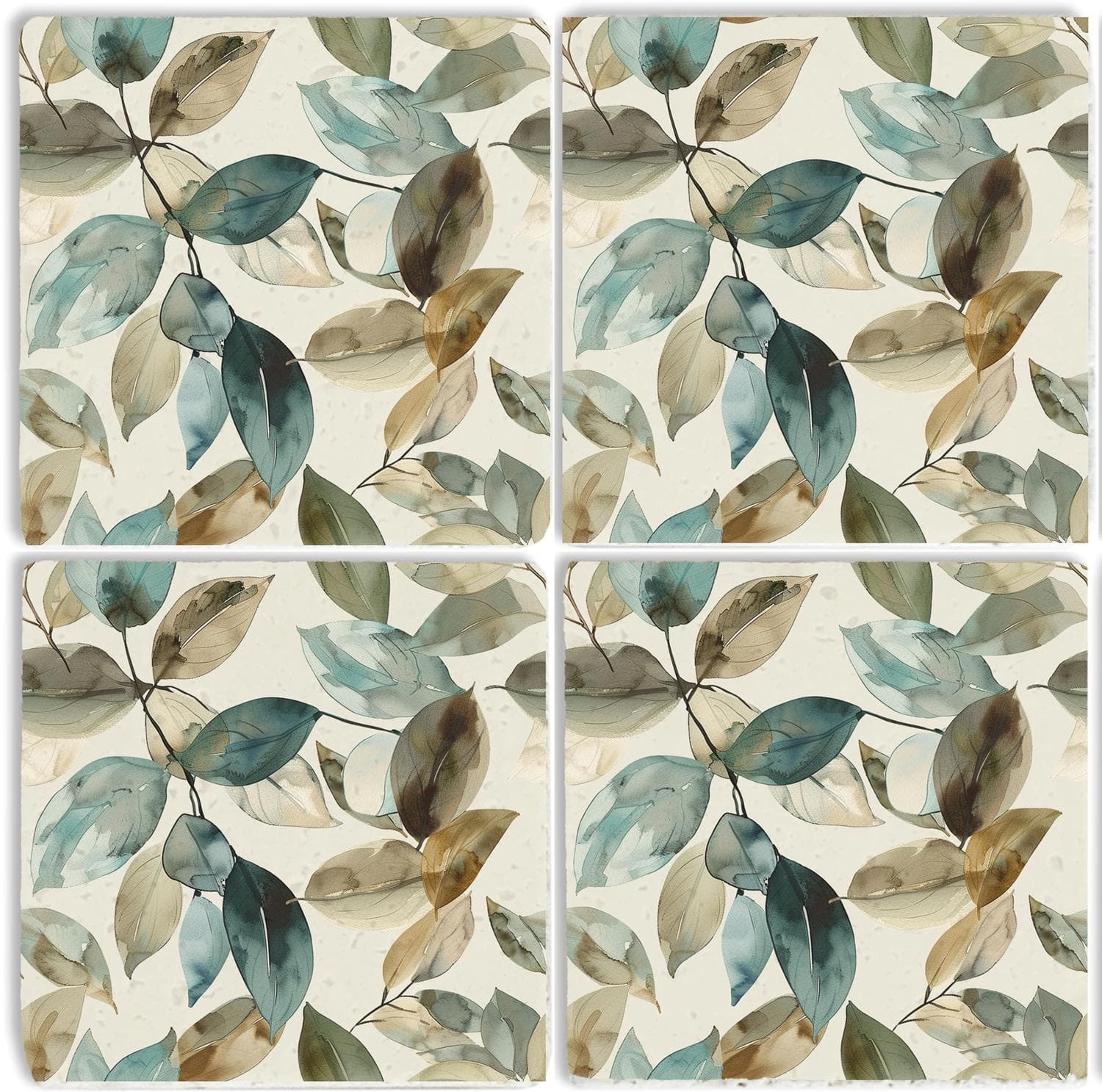 Getränkeuntersetzer QUEENCE Blätter Motiv Naturstein Untersetzer