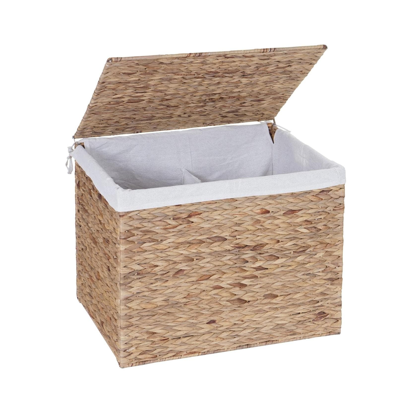 MCW Wäschekorb Truhe 2 Fächer Wasserhyazinthe Beige