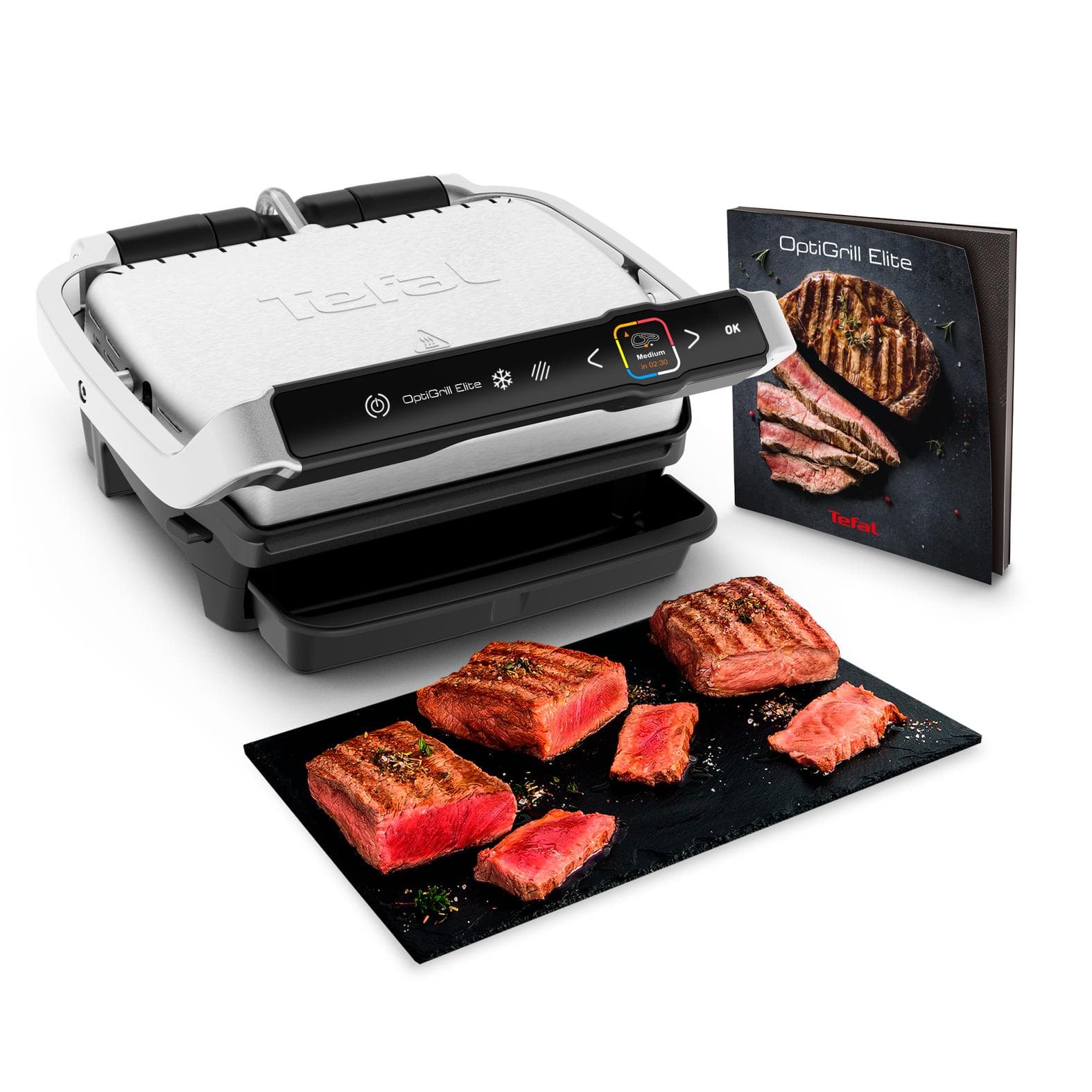TEFAL Kontaktgrill GC750D OptiGrill Elite 12 Programme Grillboost-Funktion