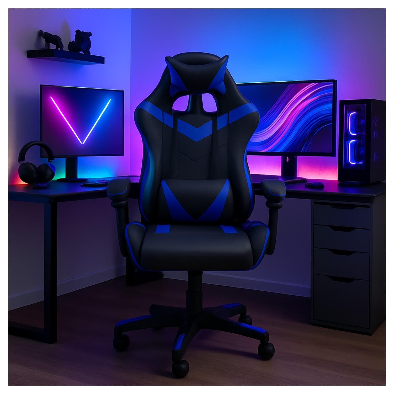 HTI-Living Schreibtischstuhl Krit Schwarz-Blau mit Kippfunktion