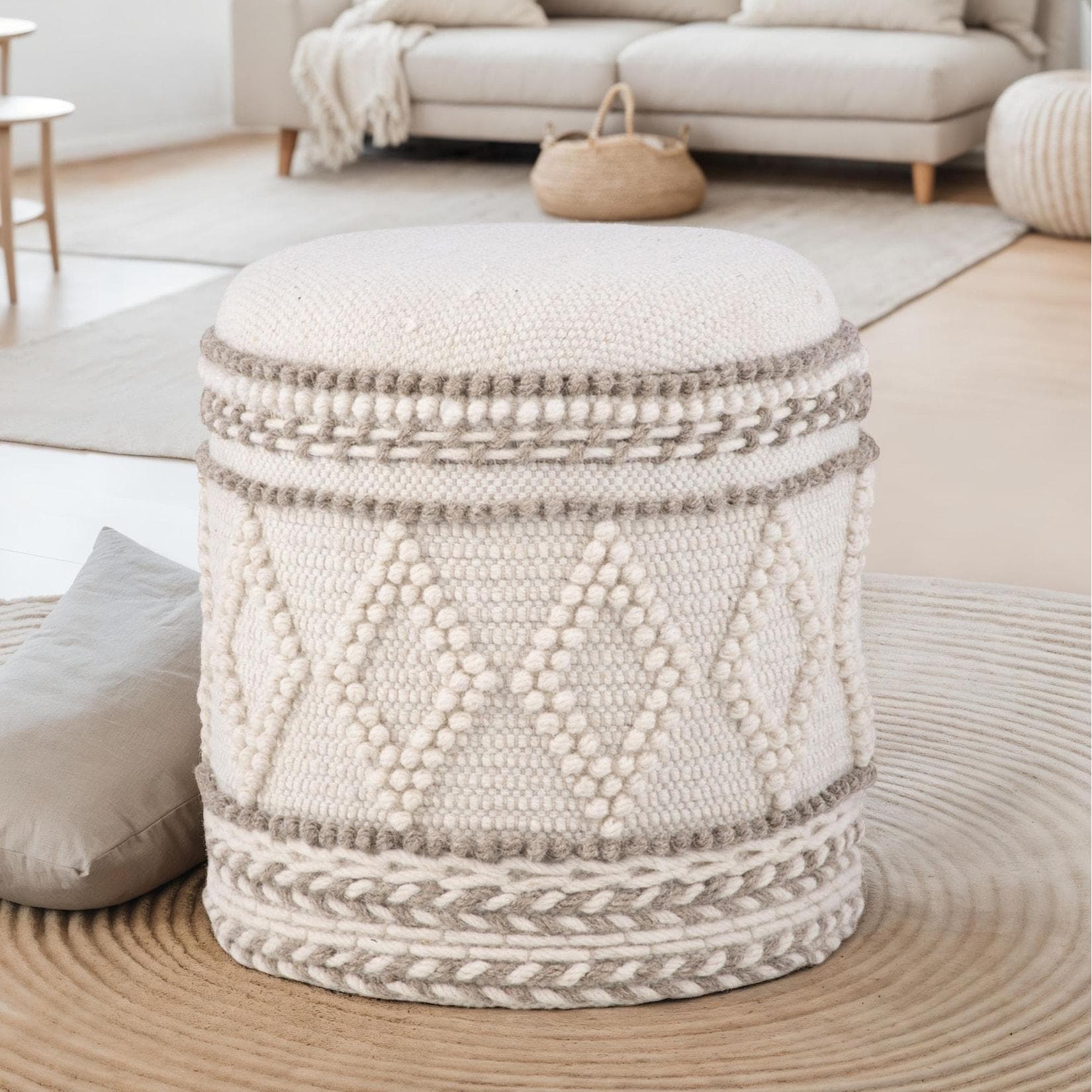 FineBuy Sitzhocker mit Stauraum Boho Design gepolstert