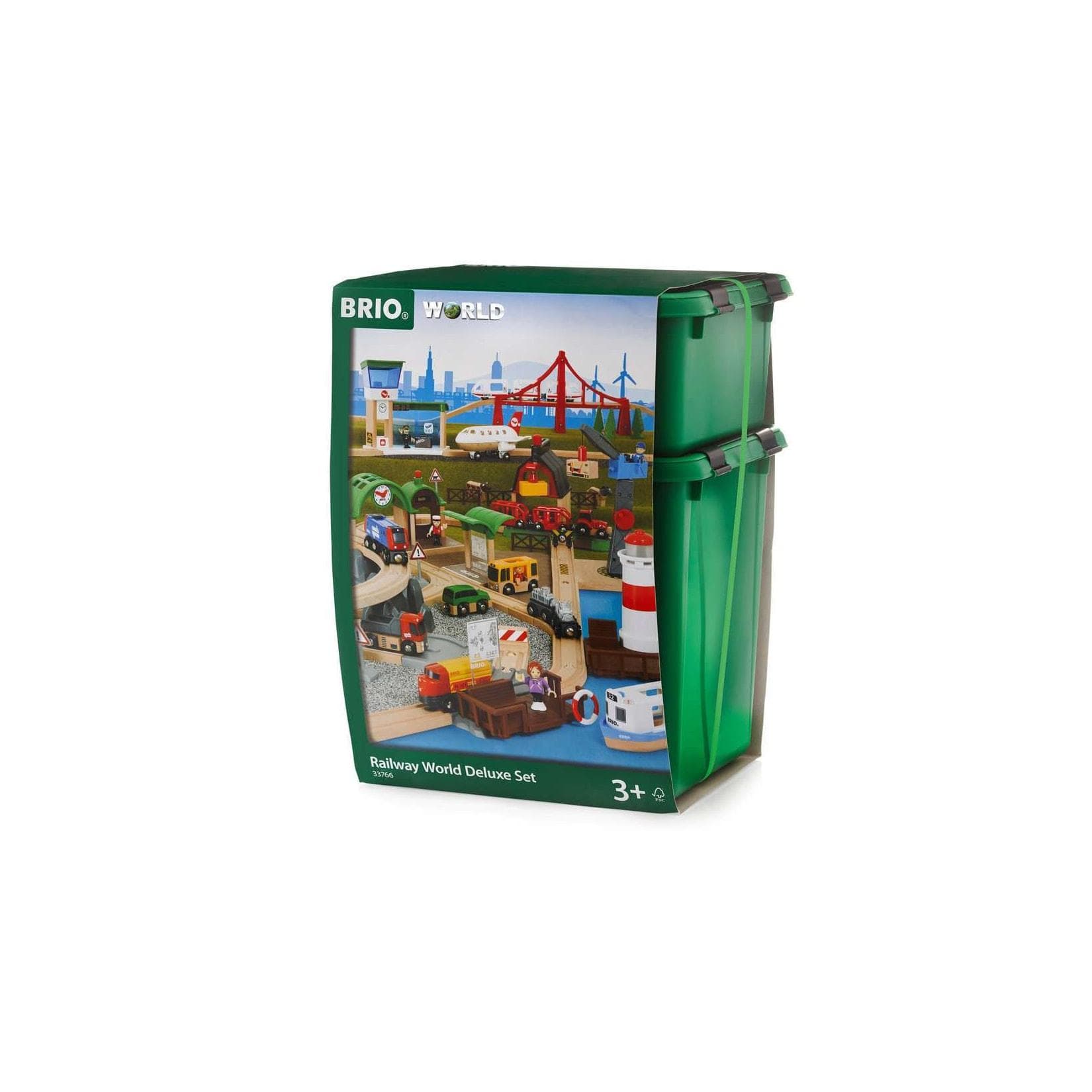 BRIO Spiel Großes Premium Set in Kunststoffboxen - Holzspielzeug Eisenbahnwelt