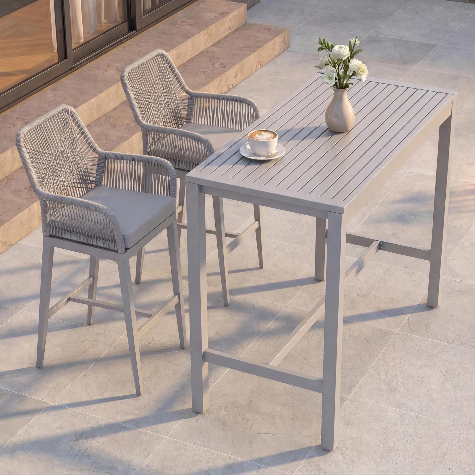 MCW Stehtisch MCW-P91-S2 Set 3er Set inklusive Sitzkissen mit weicher Polsterung