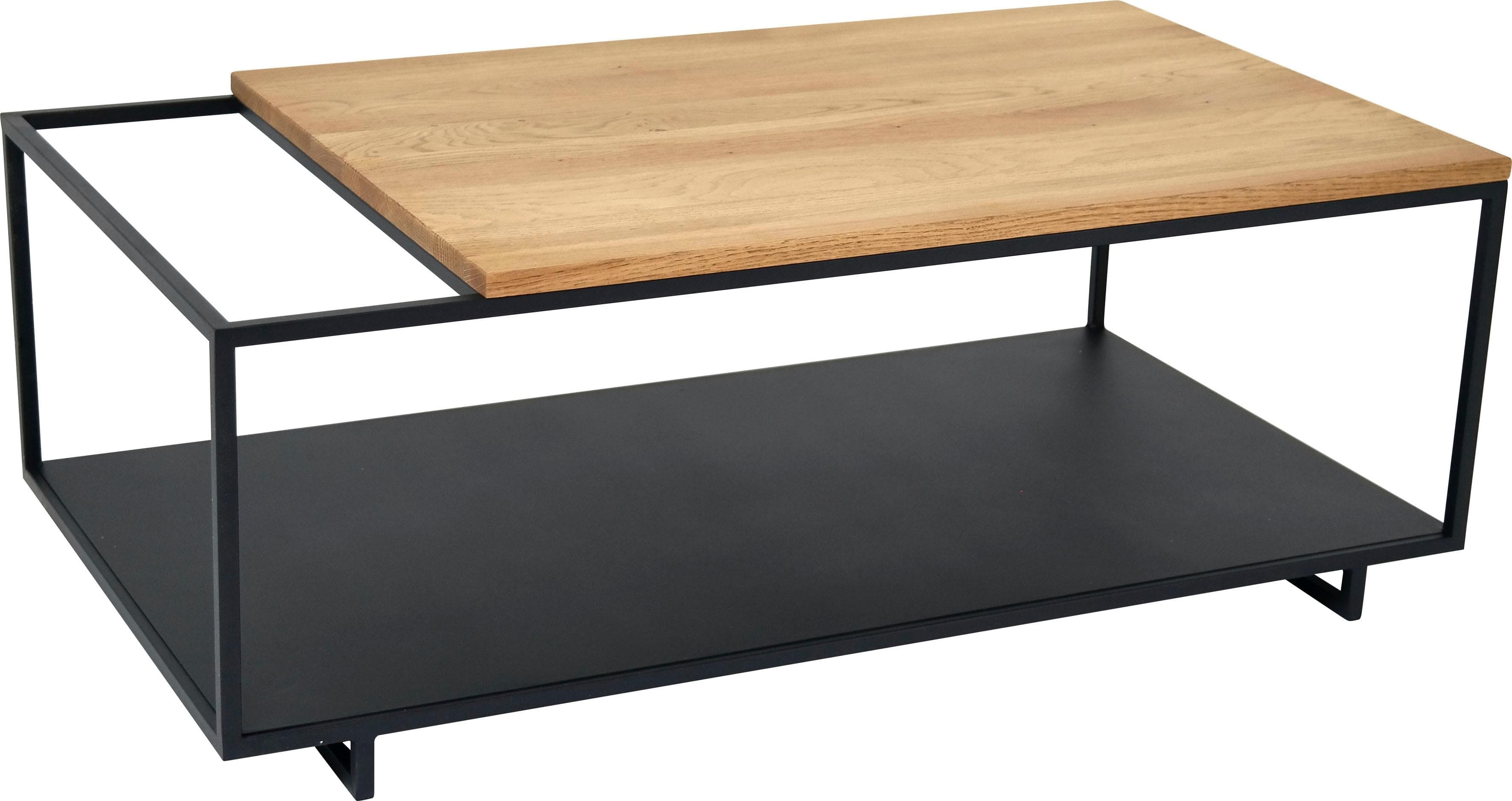 PAROLI Couchtisch KIMA Wildeiche Schwarz Massivholz Metall