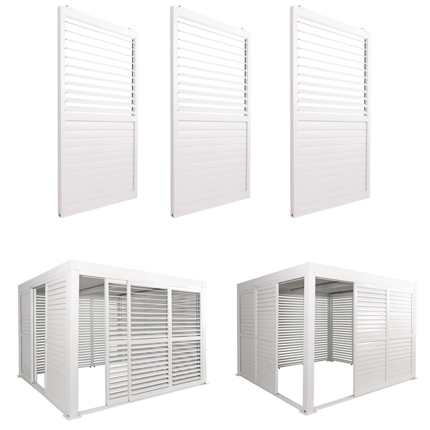 MCW 3er-Set Aluminium Schiebetür Pergola weiß