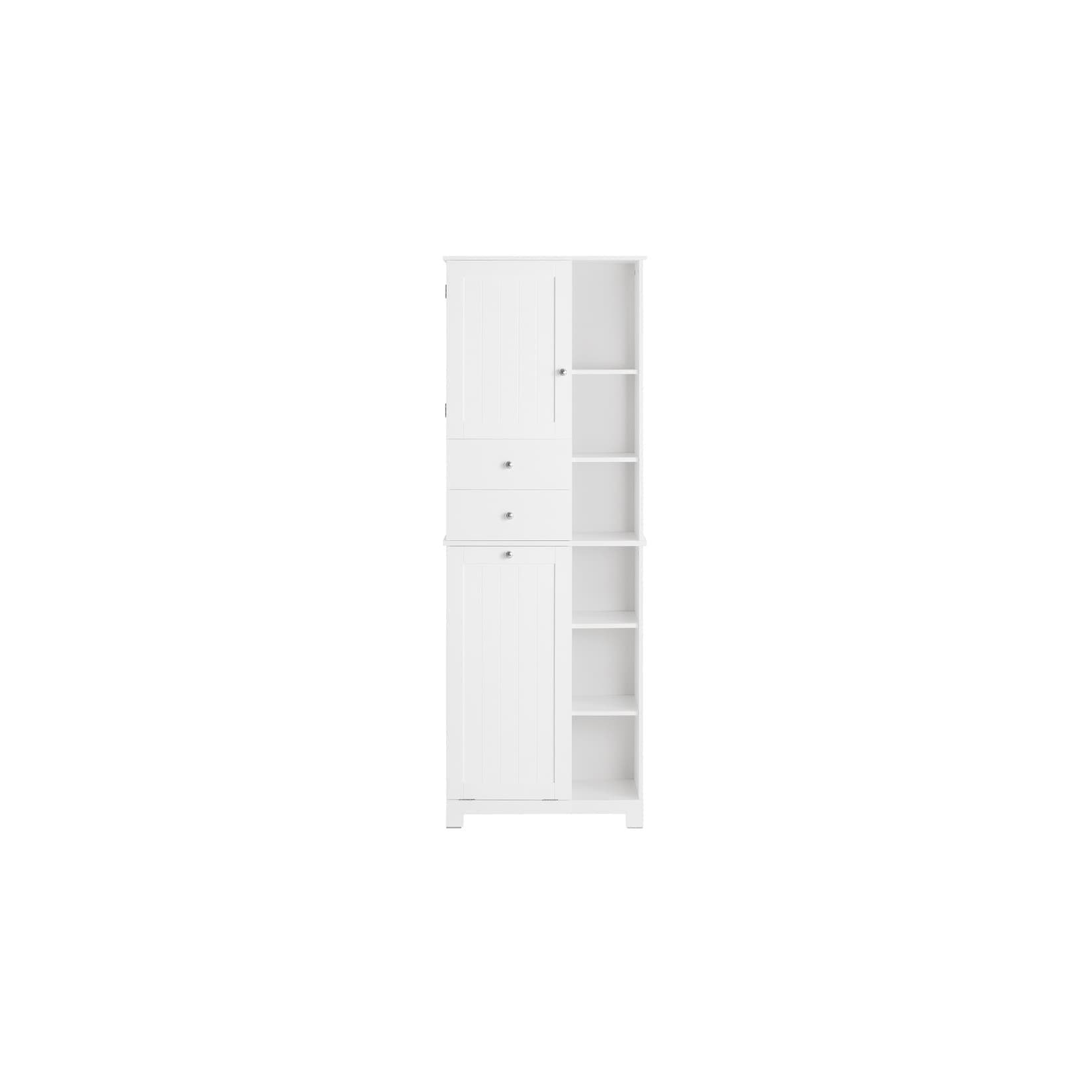 SoBuy Badezimmer-Hochschrank Weiß 2 Schubladen