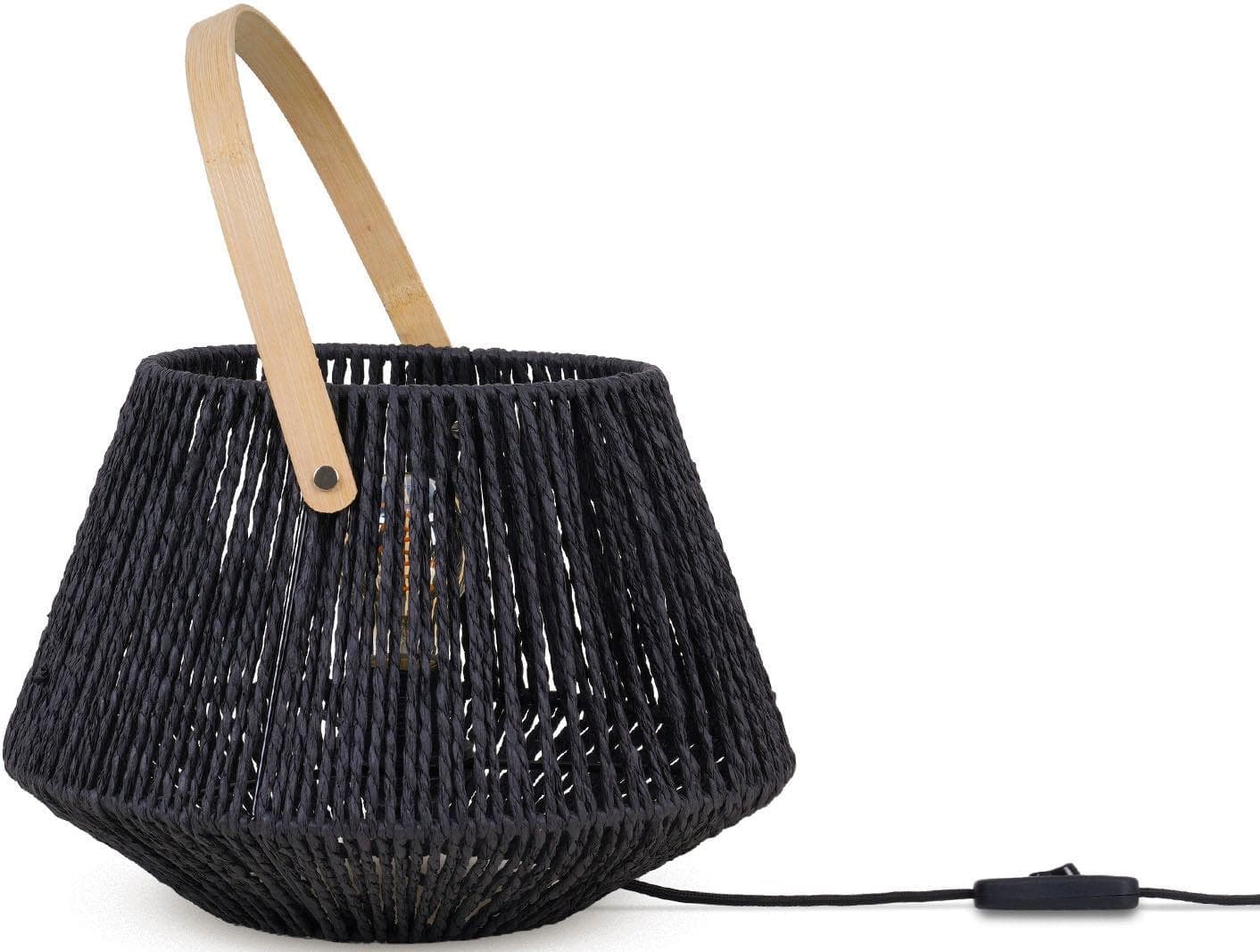 PACO HOME Tischleuchte 'CISCO' - Schwarz, Bambus, Modern