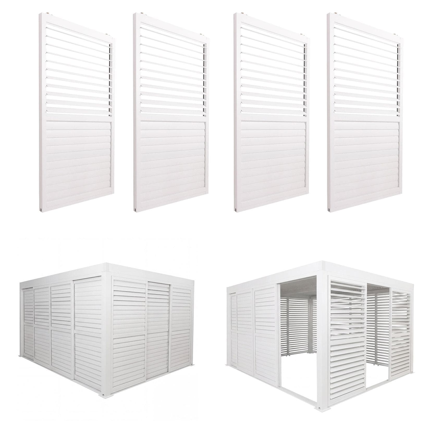 MCW 4er-Set Aluminium Schiebetür Pergola weiß