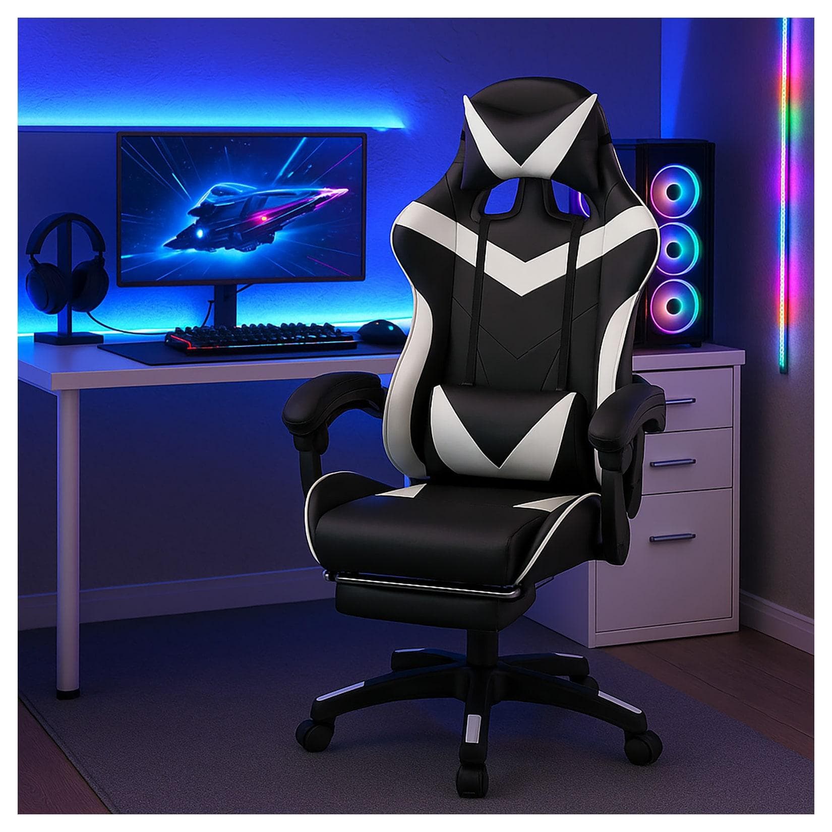 HTI-Living Schreibtischstuhl Krit Schwarz-Weiß mit Kippfunktion