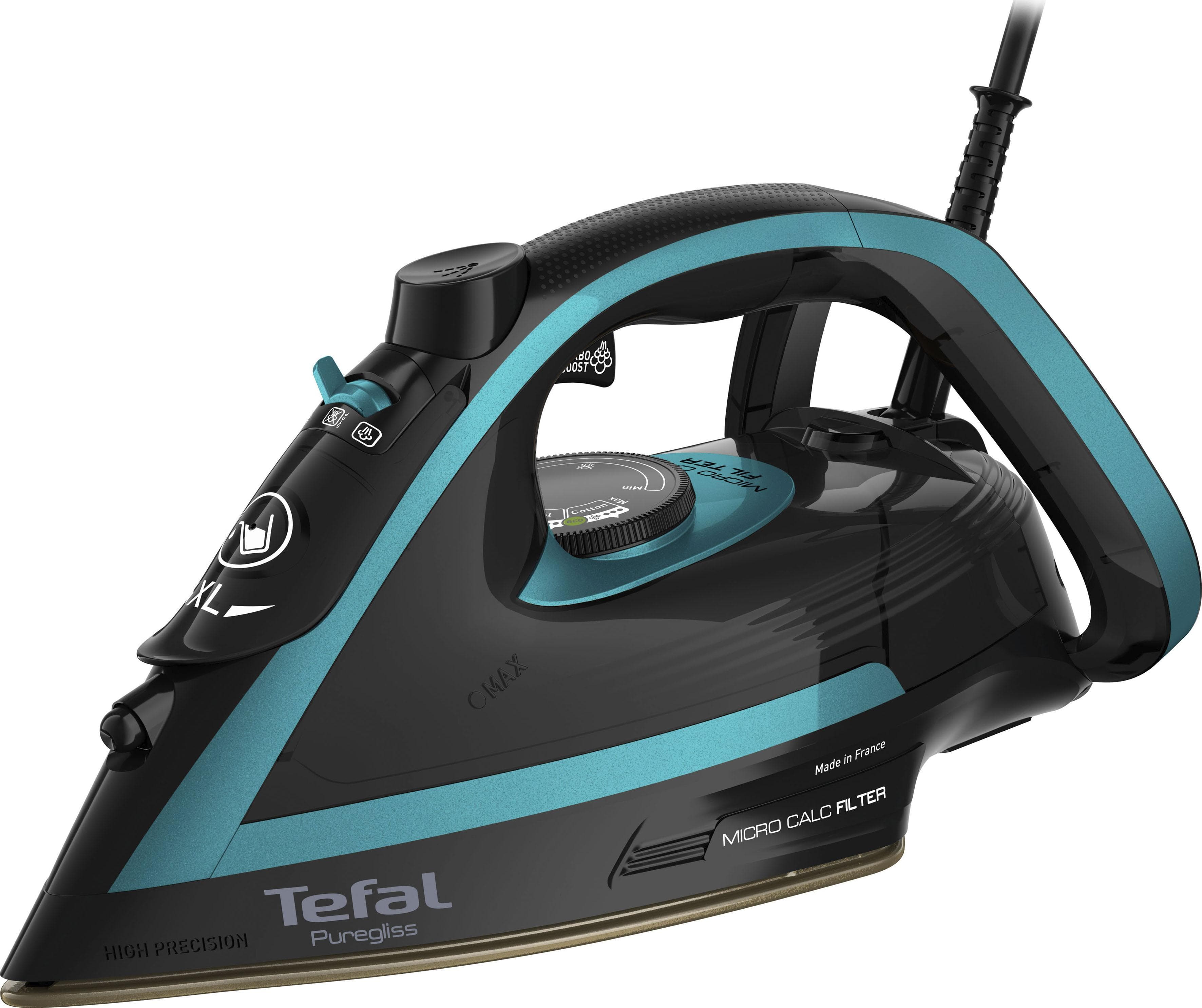 TEFAL Dampfbügeleisen Puregliss 3000W Schwarz-Türkis