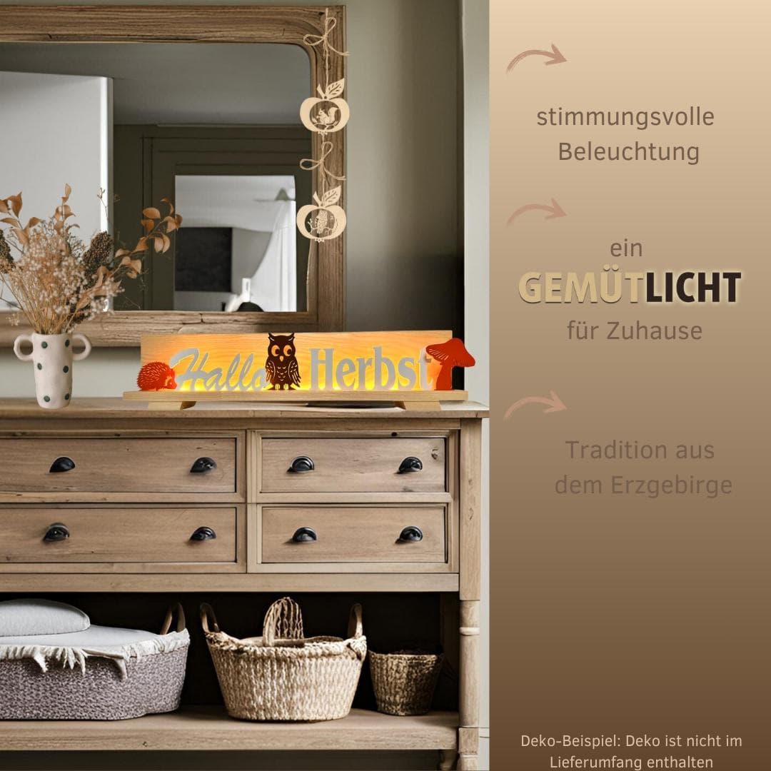 WEIGLA Figurenset Herbst Dekofigur aus Holz Weiß Braun Orange
