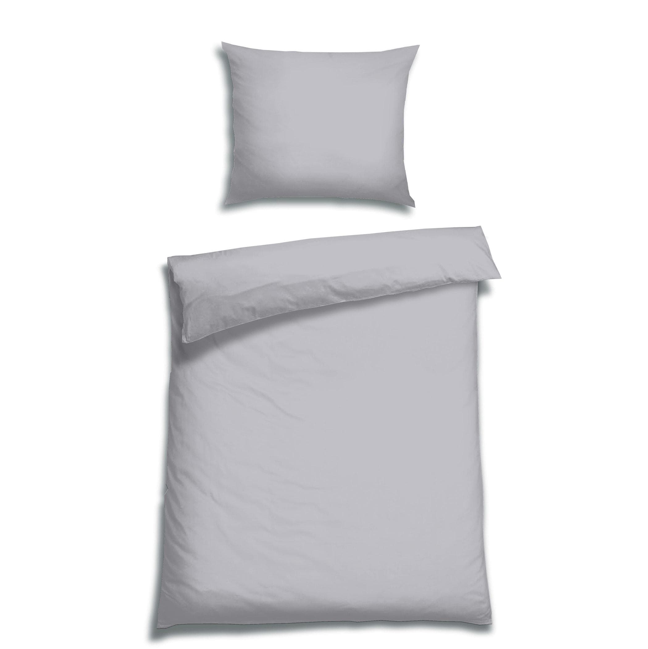 Bettwäsche FLORELLA UNI silber Edel-Satin 100% Baumwolle grau