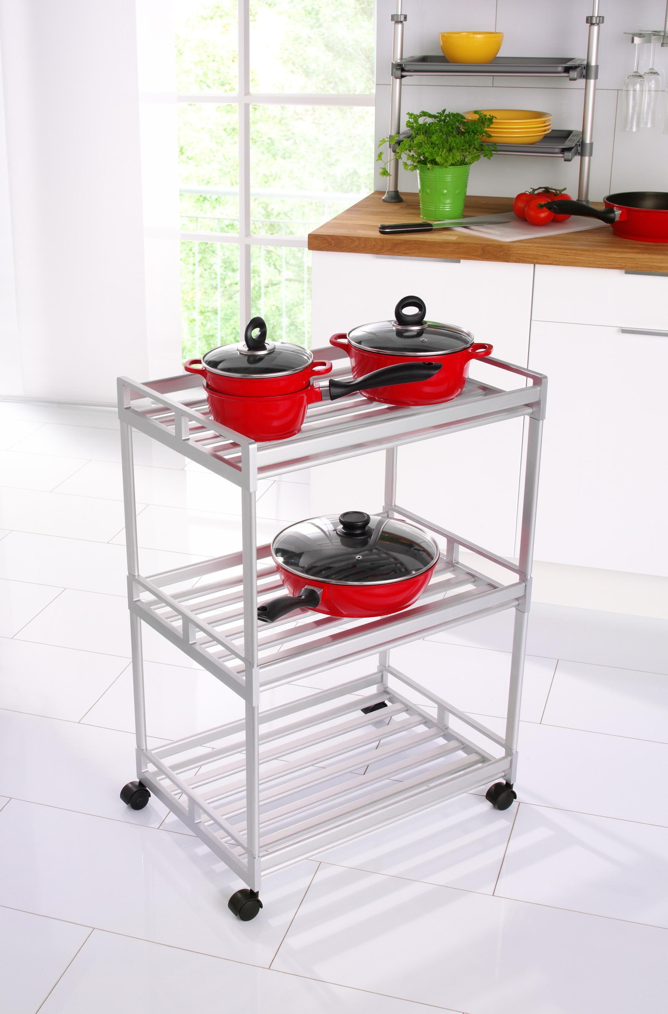 RUCO Regalwagen silber 3 Etagen Aluminium