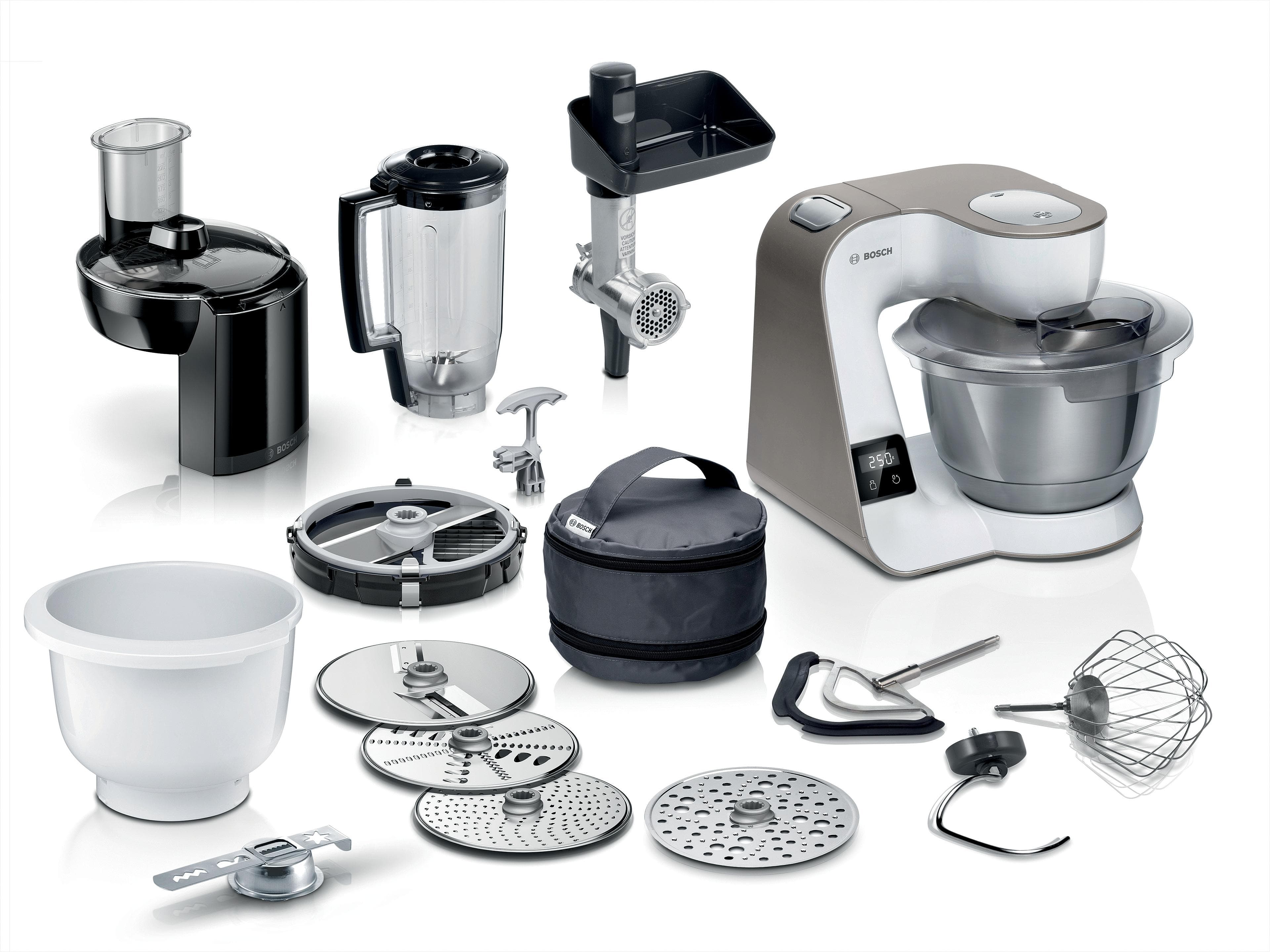 BOSCH Küchenmaschine Serie 4 MUM5XL74 mit integrierter Waage, Edelstahlschüssel, Mixer, Weiß