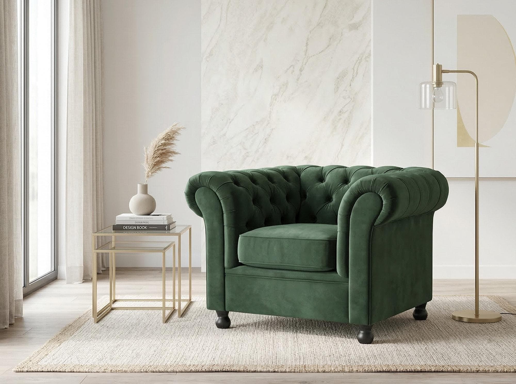 HOME AFFAIRE BRONNOY Chesterfield Sessel dunkelgrün