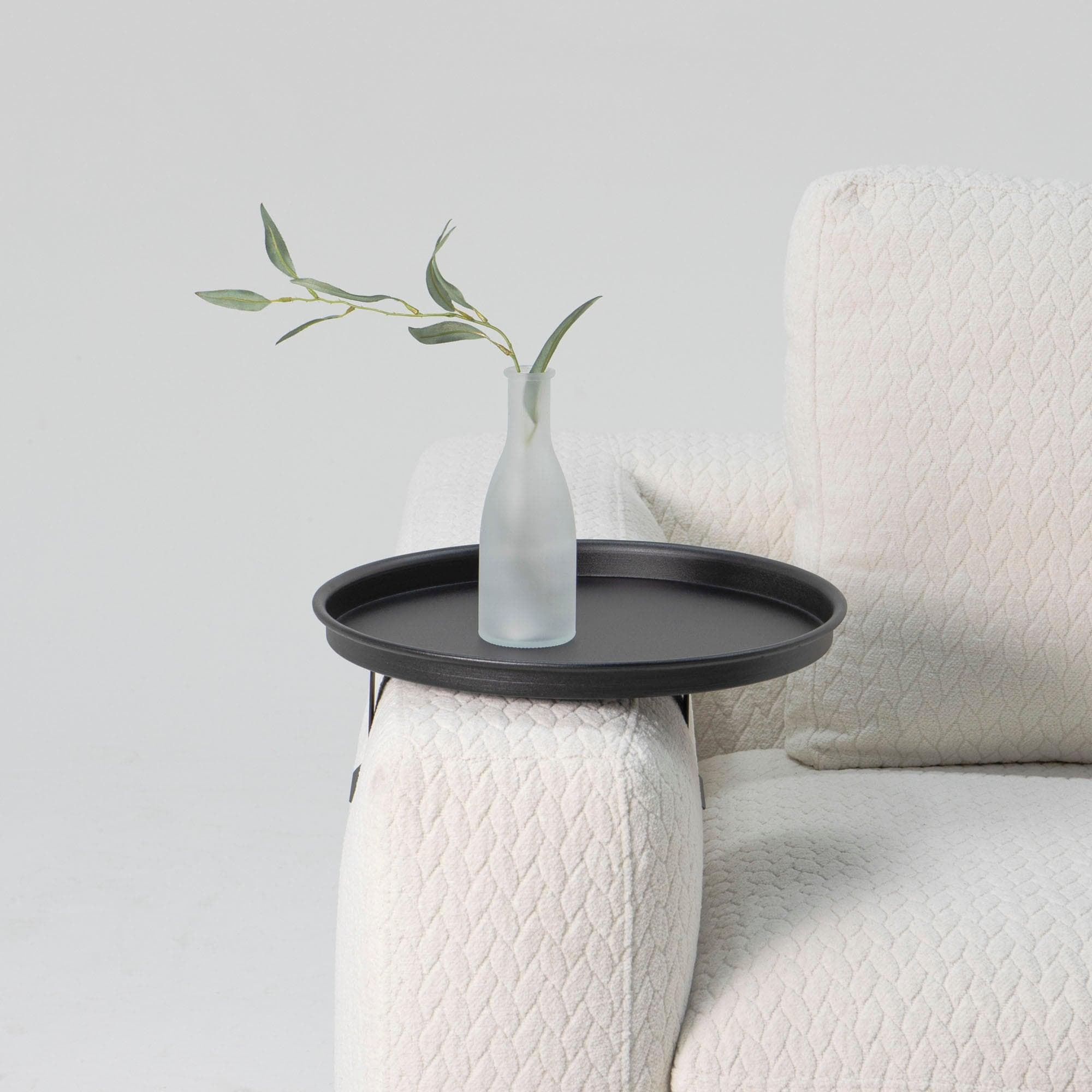 Tabletttisch aus Stahl, schwarz, rund