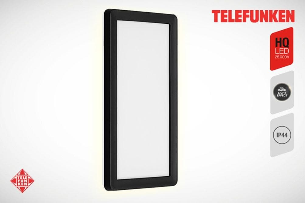 Telefunken LED Außen-Wandleuchte NIZZA - IP44 Schutz, Neutralweiß, Backlight