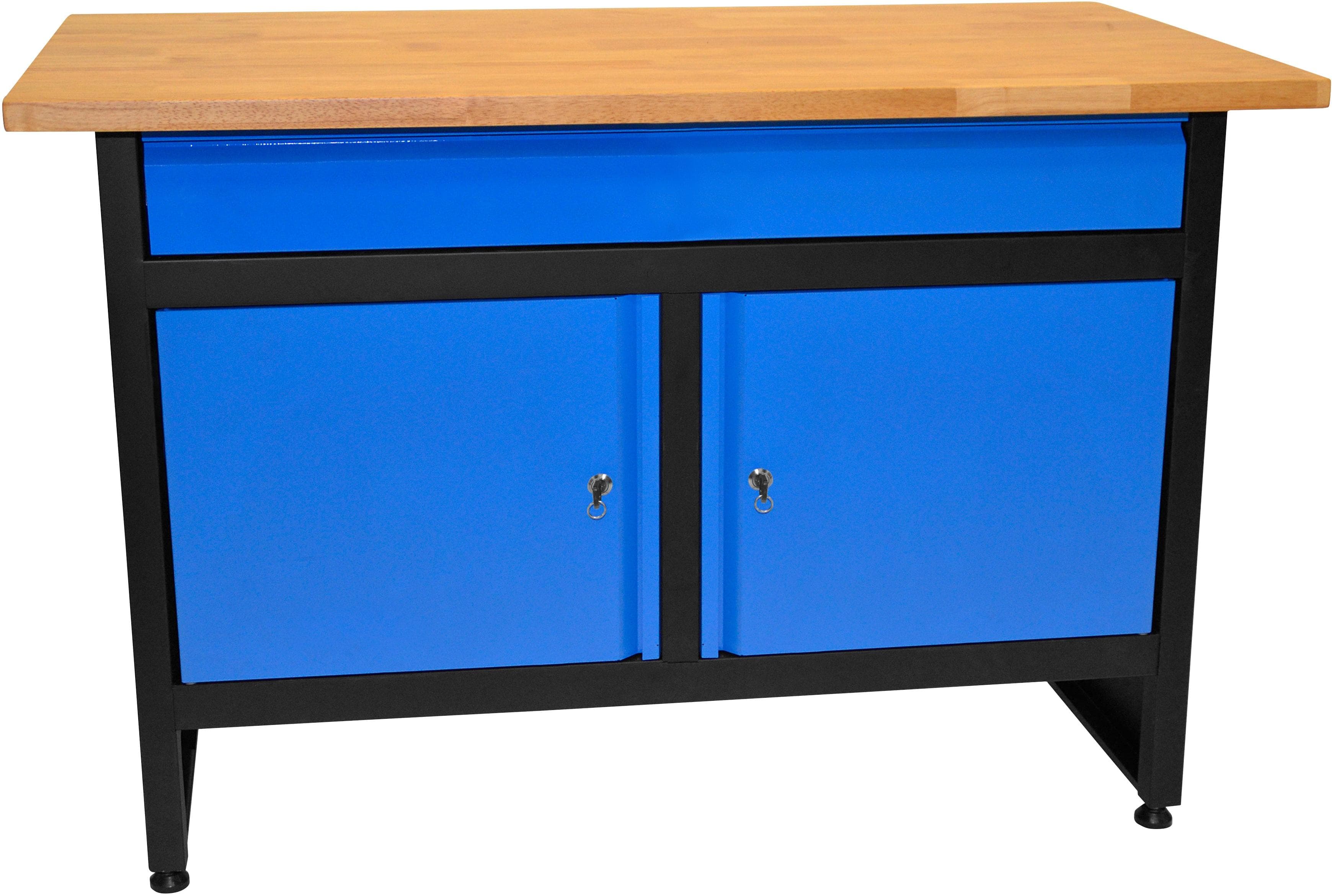 GÜDE Werkbank GW 2T 120 cm Holz Stahl Blau