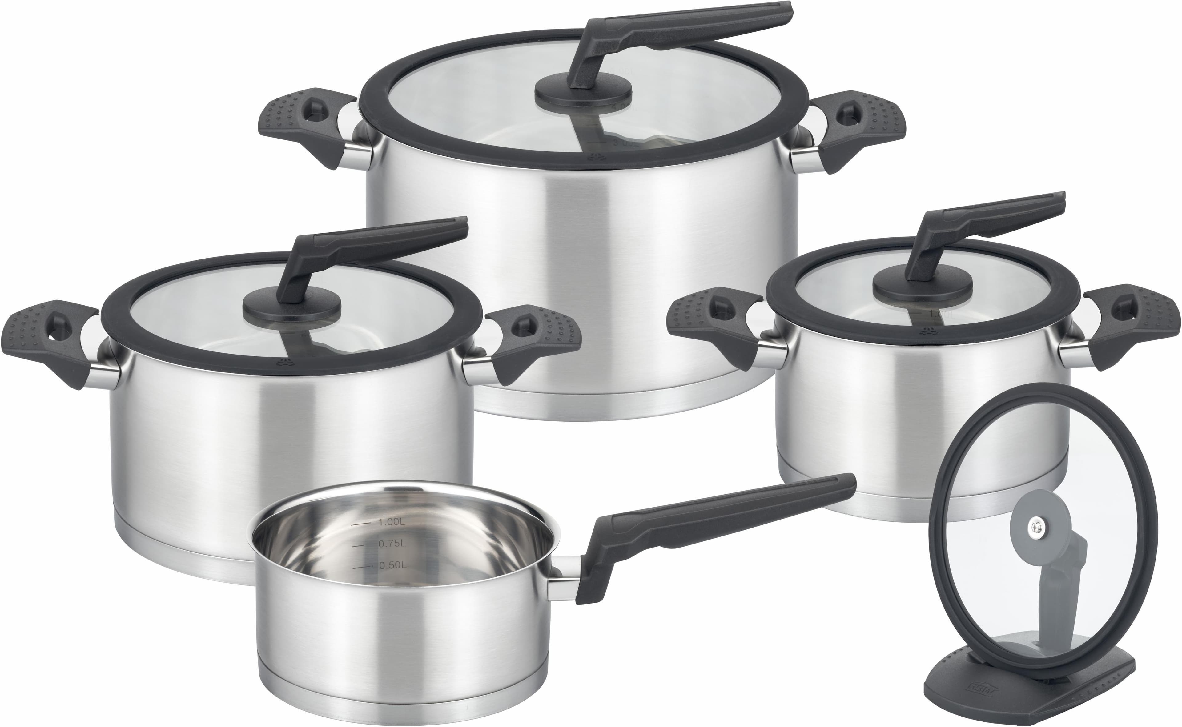 GSW Topf-Set Apart 9-teilig Edelstahl Induktion Silber/Schwarz