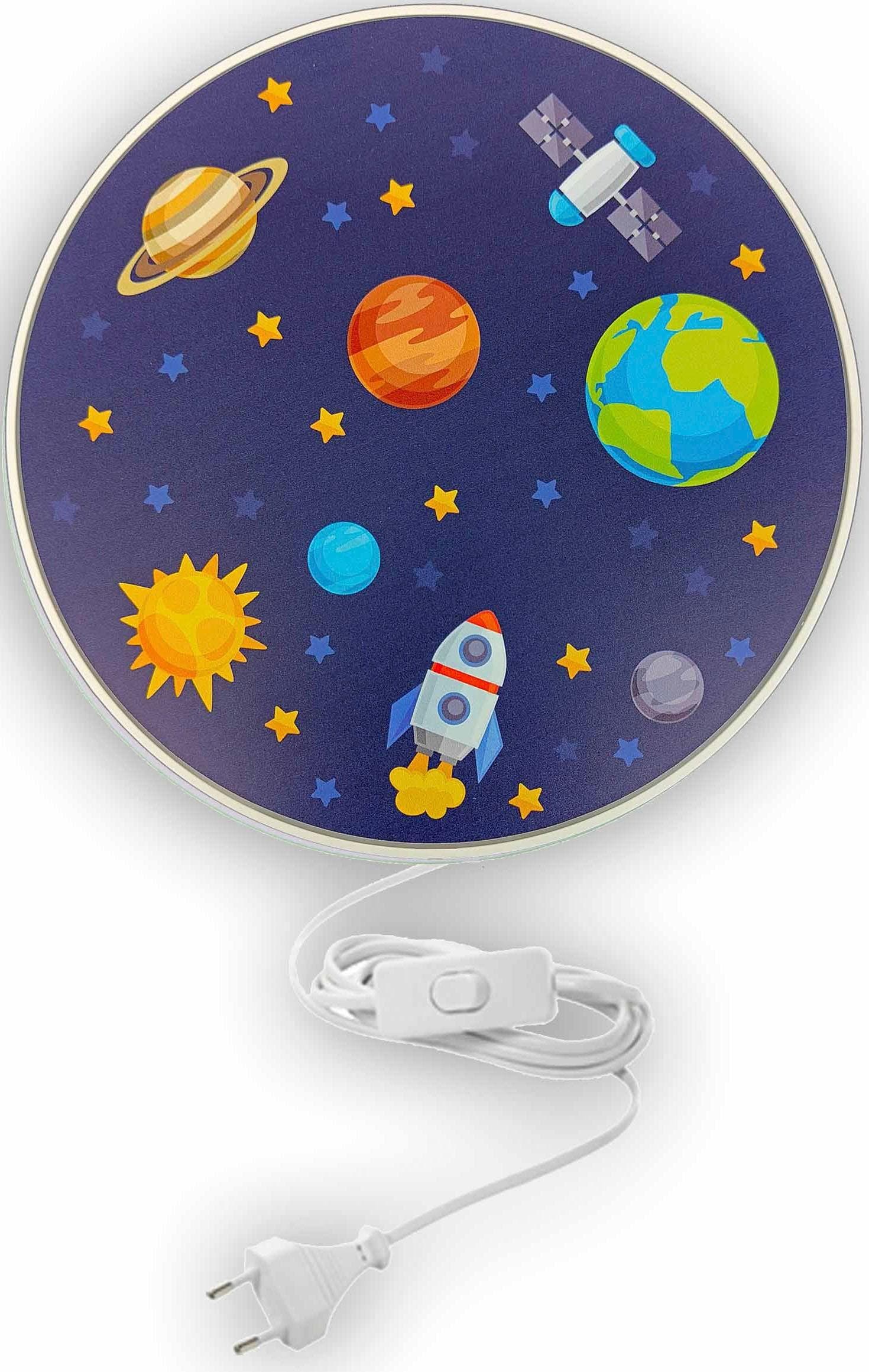 Niermann Kinderwandleuchte Weltall Bunt Weiß Kunststoff
