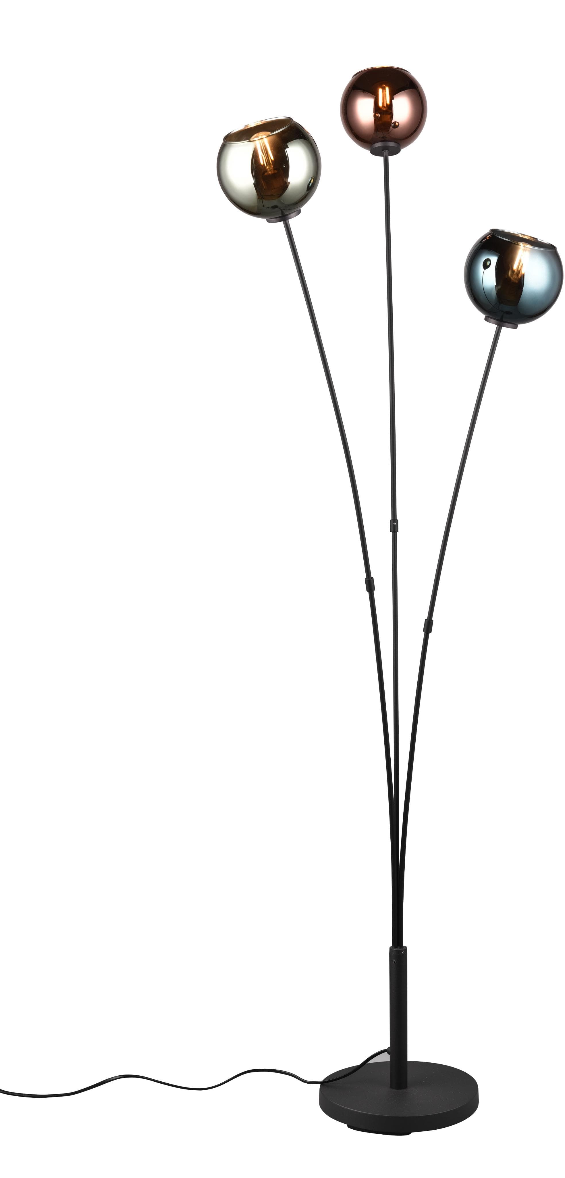 Trio Leuchten Stehlampe SHELDON: Bunte 3-Flammige Leseleuchte mit Fußschalter