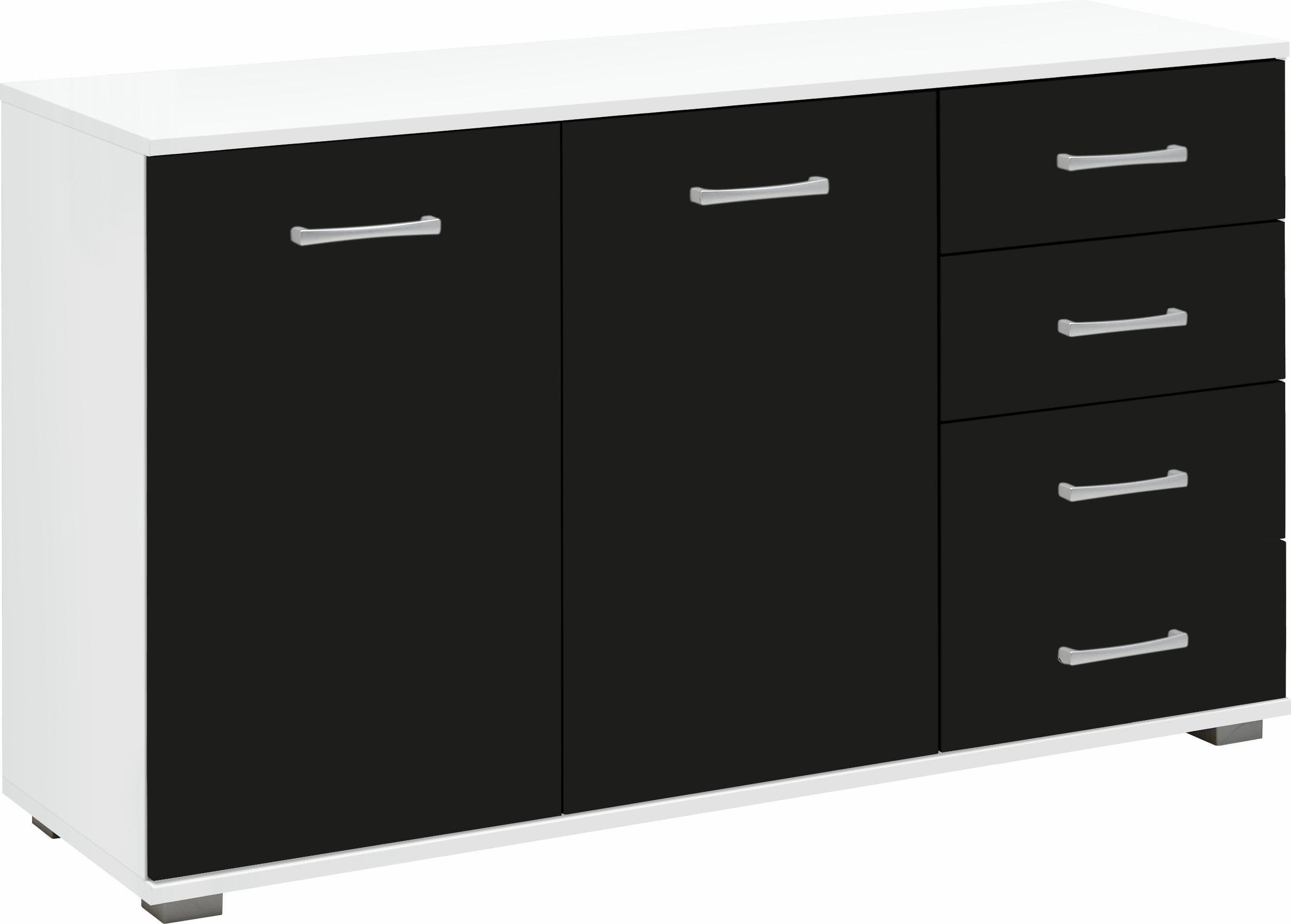 Kombikommode PRIESS Barcelona 4 Schubkästen weiß/schwarz