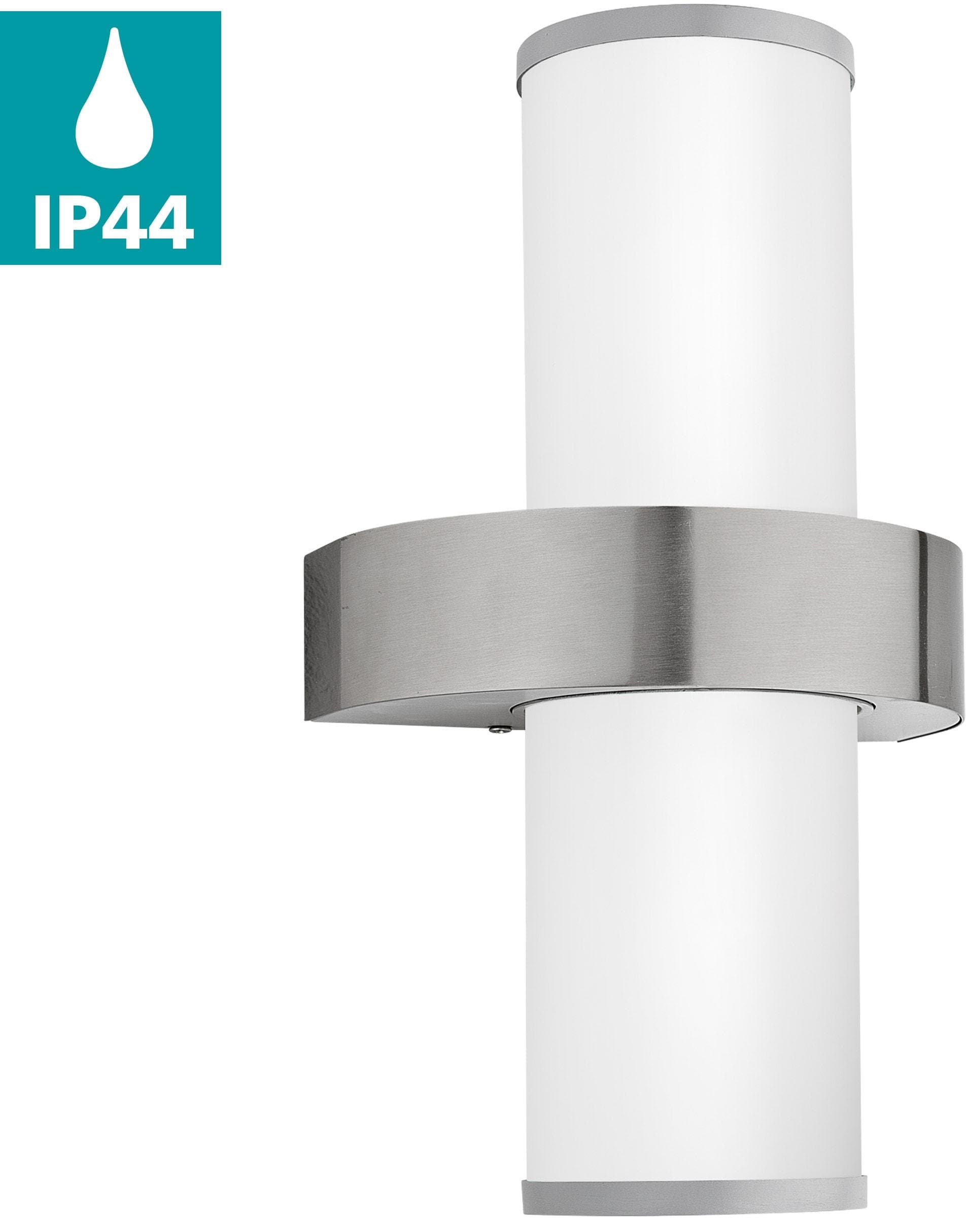 EGLO Wandleuchte BEVERLY Wandlampe E27 IP44 Silber Edelstahl