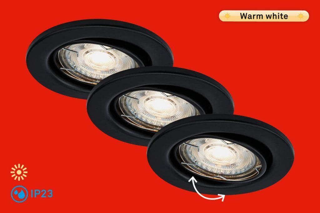 Briloner Leuchten LED Einbaustrahler 7147-035, LED wechselbar, 2700K - Extra-Warmweiß, Einbauleuchte 3er SET schwenkbar IP23 Ø 8,6cm