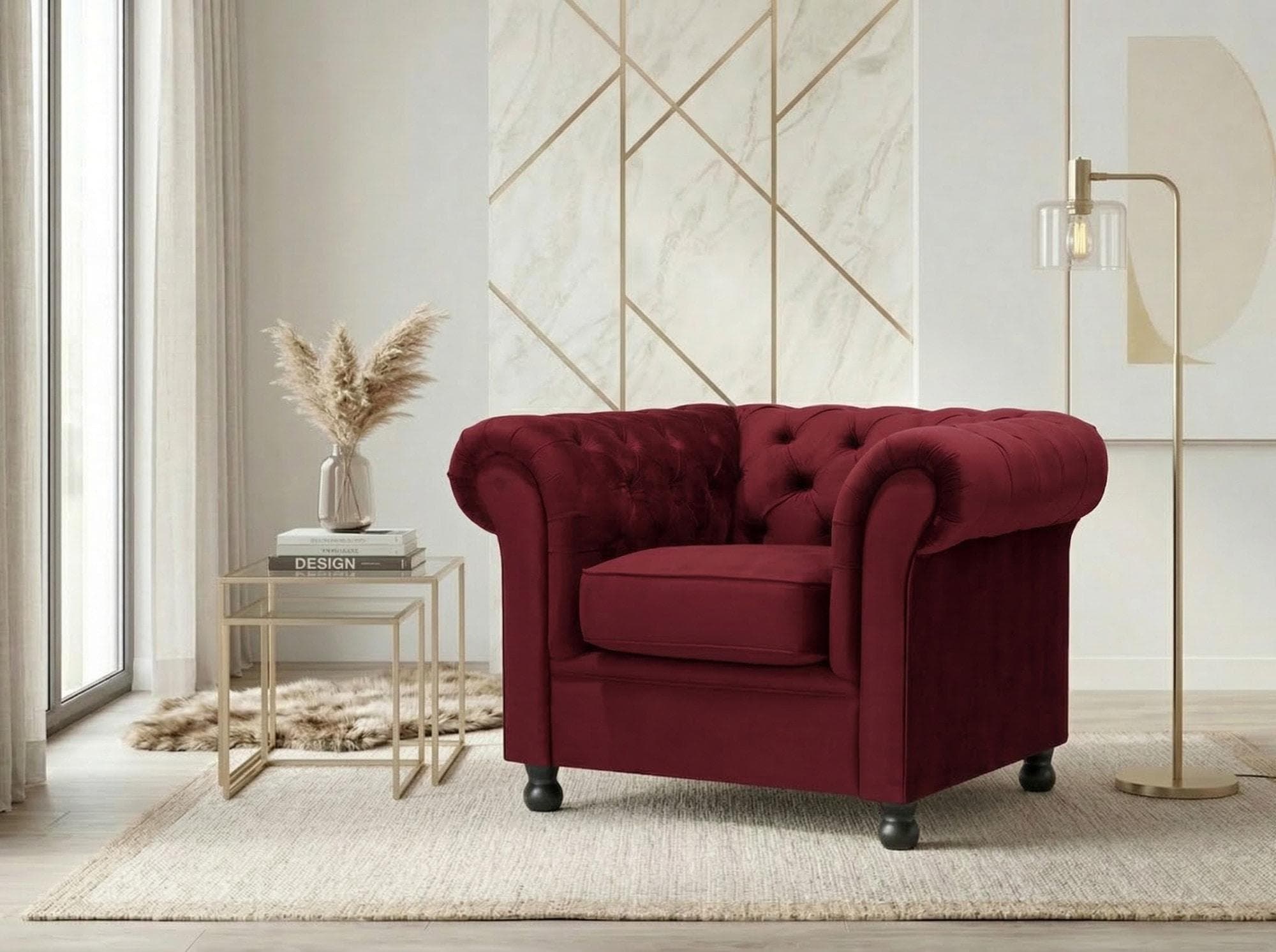 Home Affaire BRONNOY Chesterfield Sessel rot mit Knopfheftung