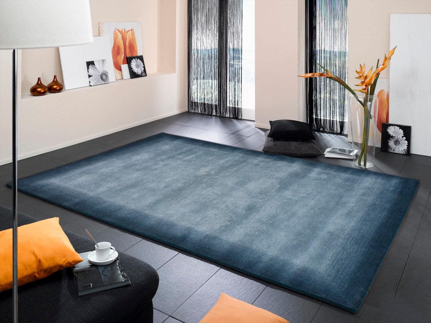 OCI Vinciano Tami Wollteppich Blau Handgeknüpft