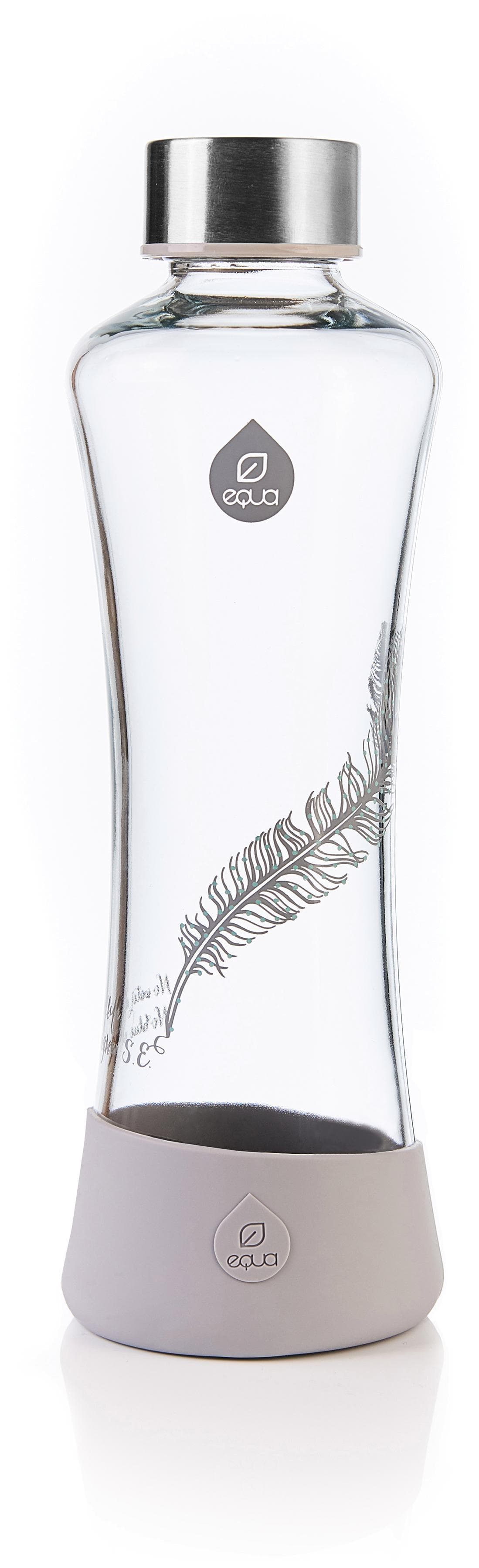 Equa Feather Trinkflasche 550 ml Borosilikatglas Grau