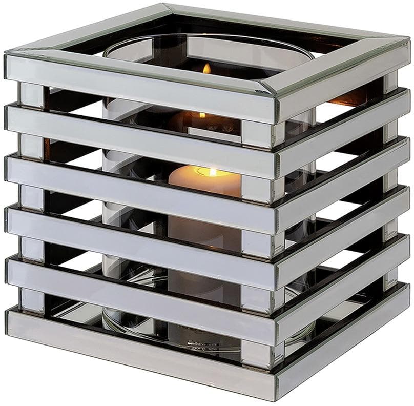 Fink Windlicht DILARA: Kristallglas Kerzenhalter mit Verspiegelung